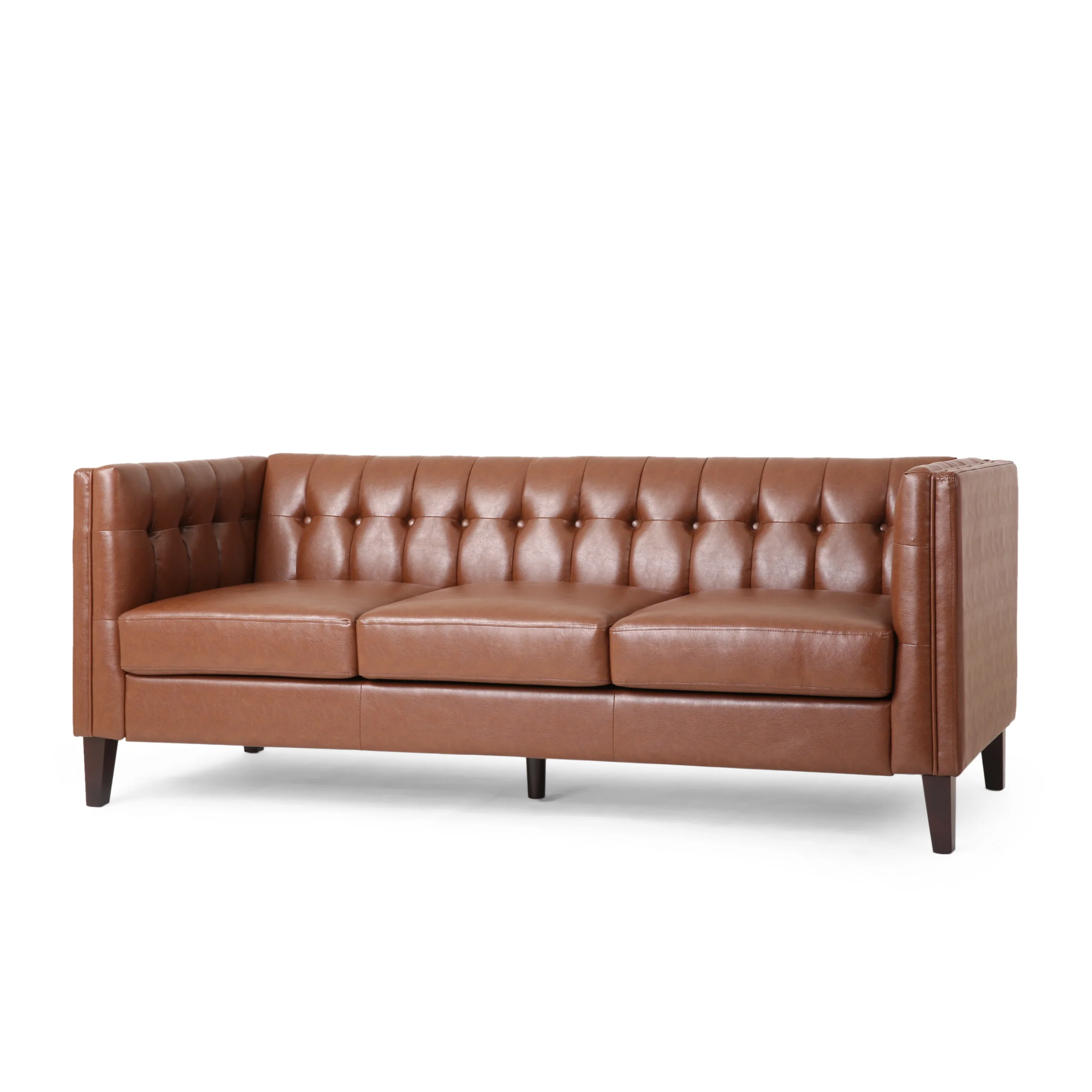 Silkie Contemporary Faux Leather Tufted 3 Seater Sofa - furnishings