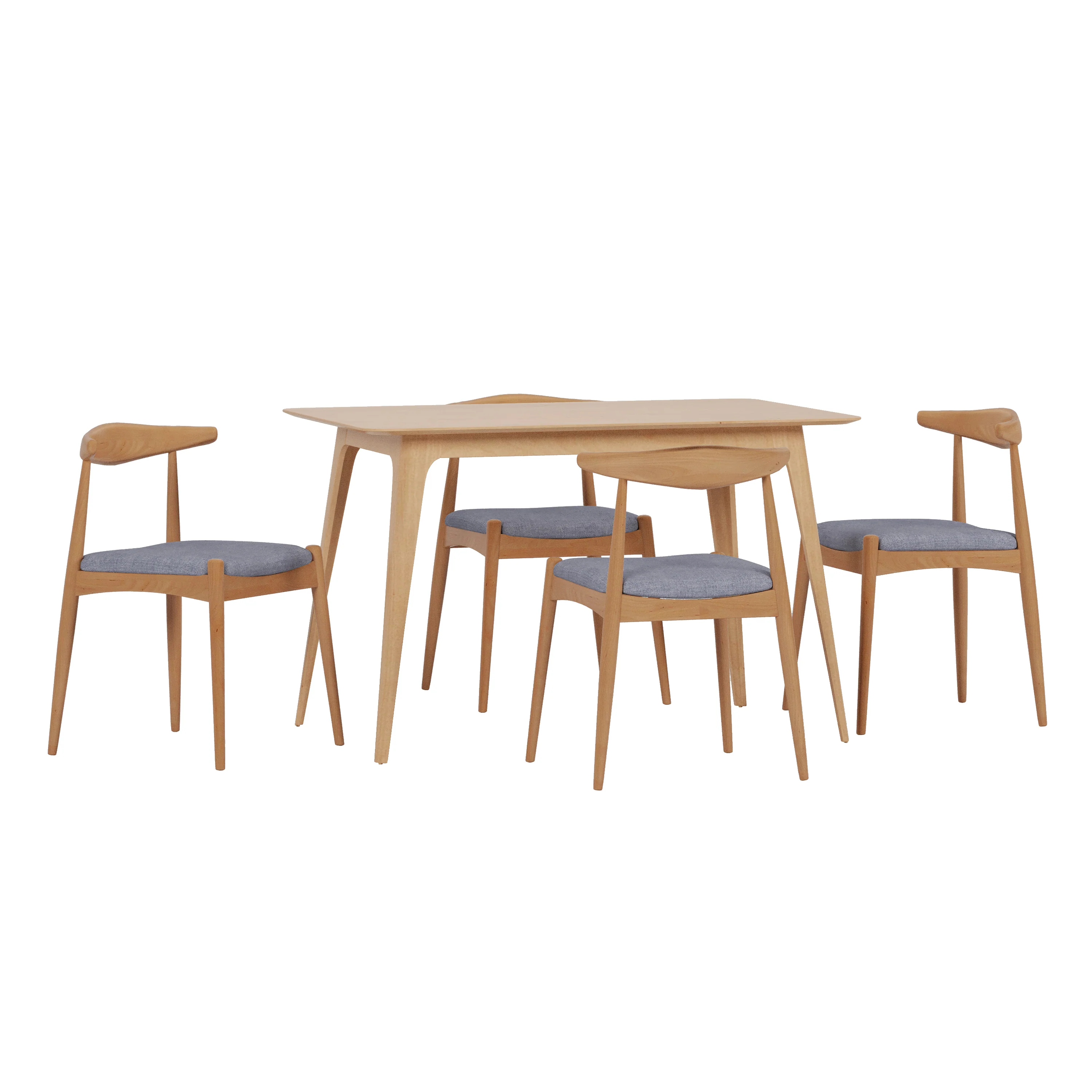 Francaise Mid-Century Oak Finish 5 Piece Dining Set - furnishings