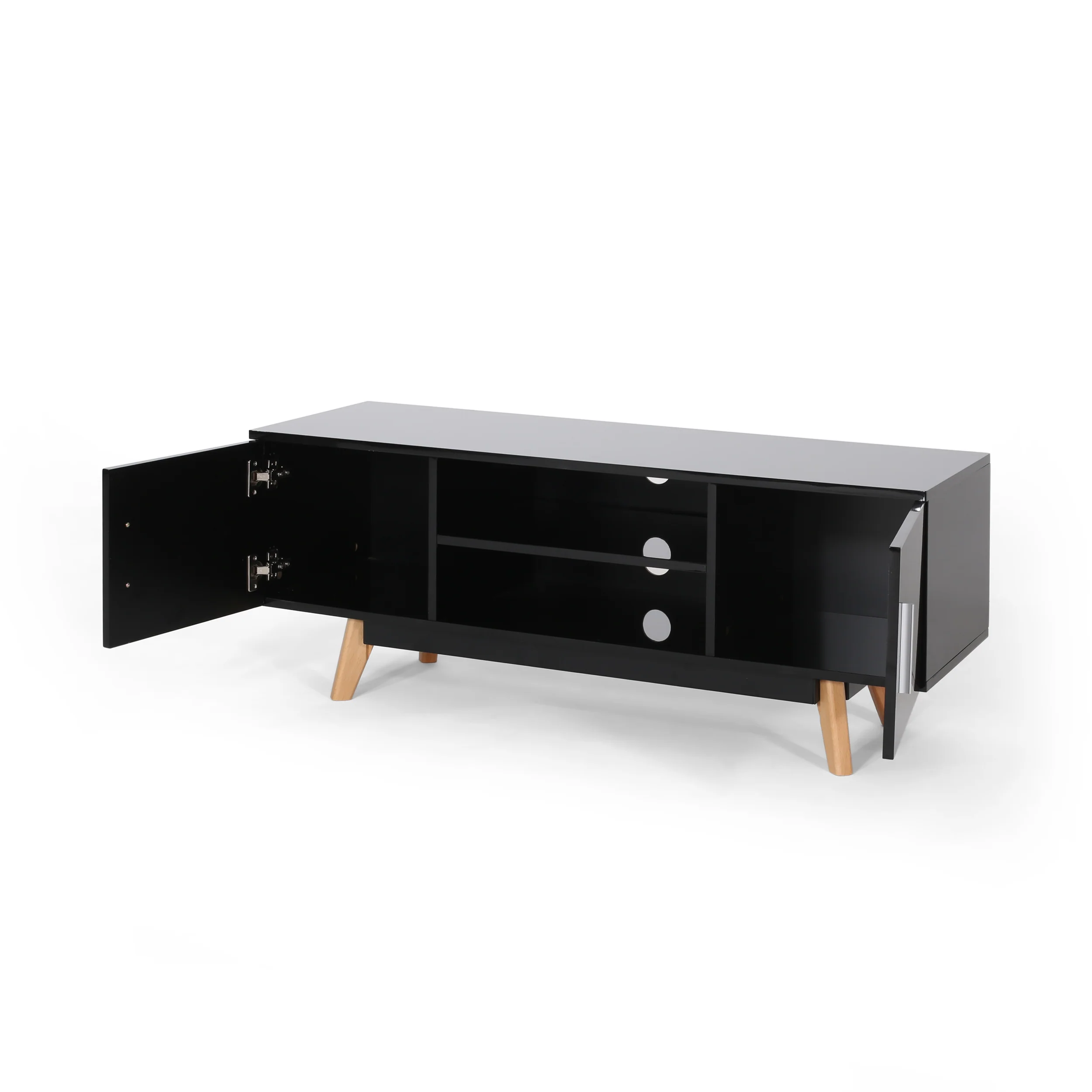 Rubani Mid Century Modern 2 Cabinets & Shelves TV Stand - furnishings
