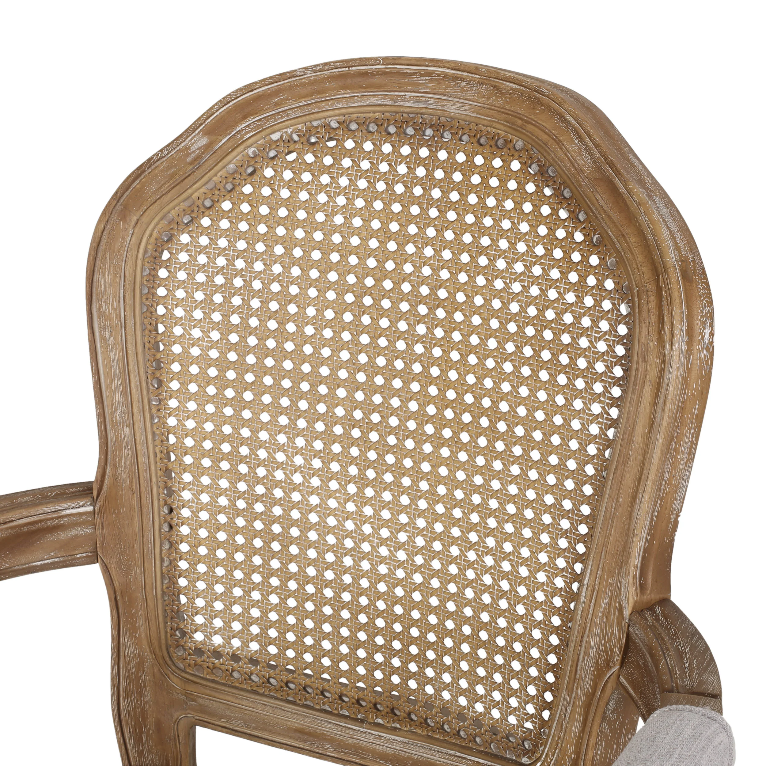 Ardyce French Country Fabric Upholstered Wood and Cane 5 Piece Circular Dining Set - furnishings