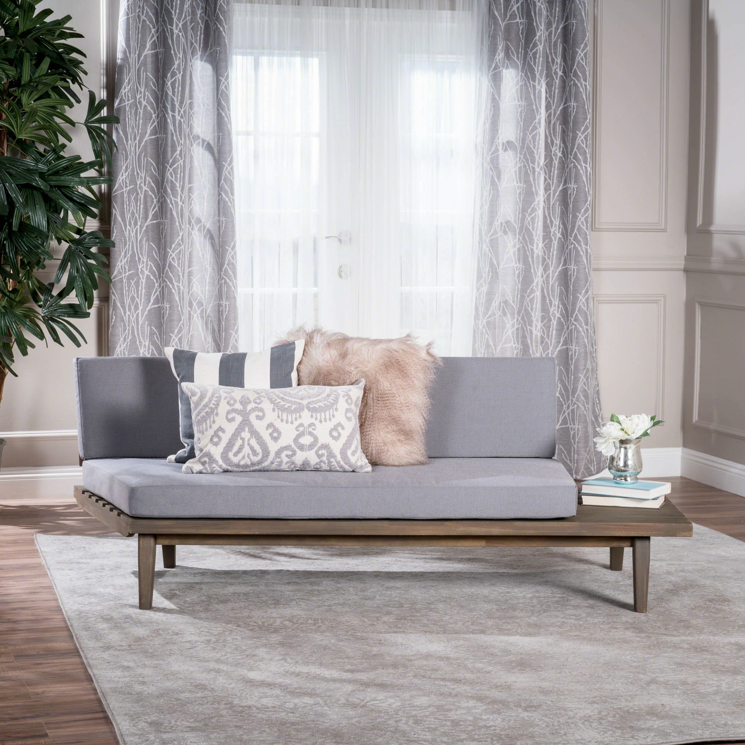 Emmory Indoor Minimalist Wood Right Sided Settee - furnishings