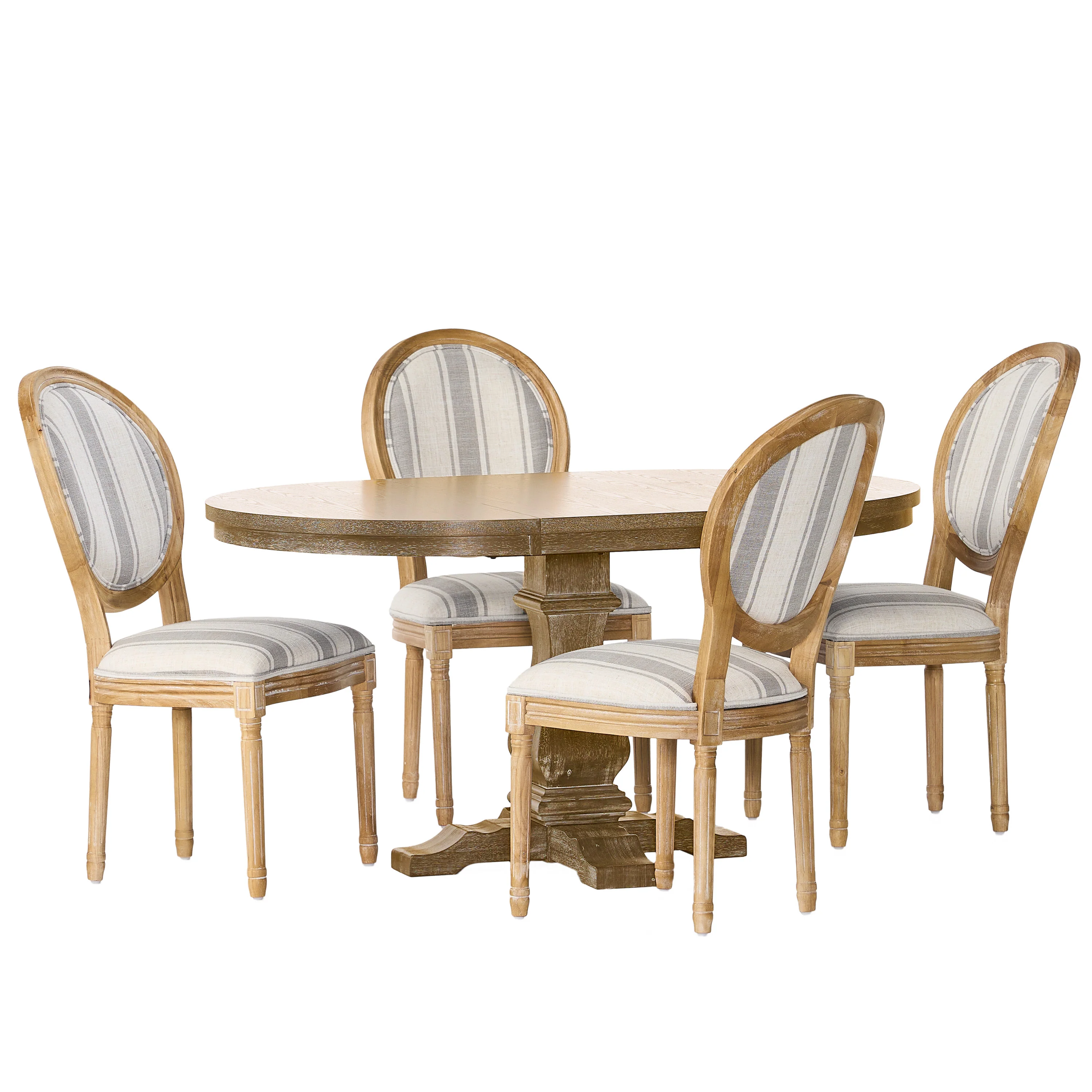 Naclerio French Country Fabric Upholstered Wood 5 Piece Dining Set - furnishings