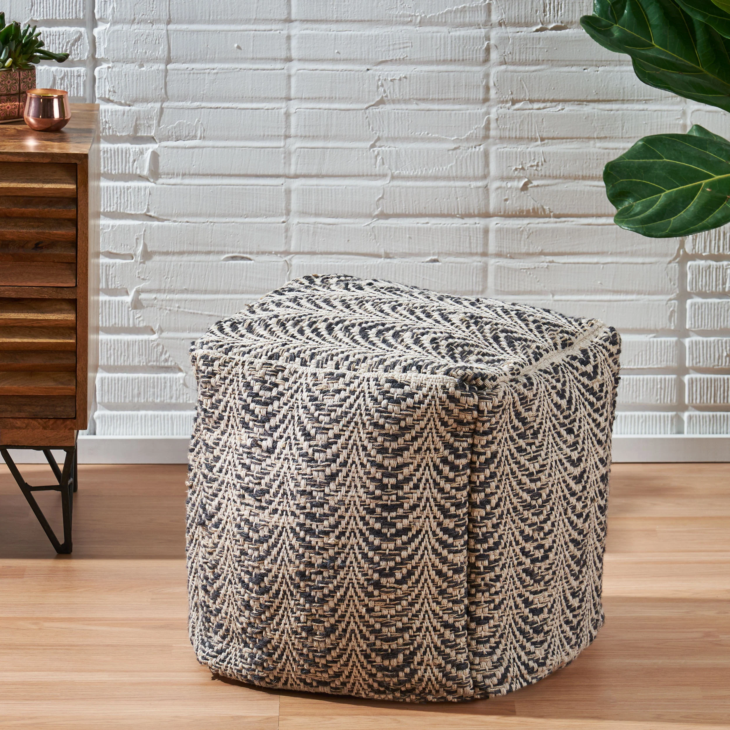 Marko Boho Fabric Cube Pouf - furnishings