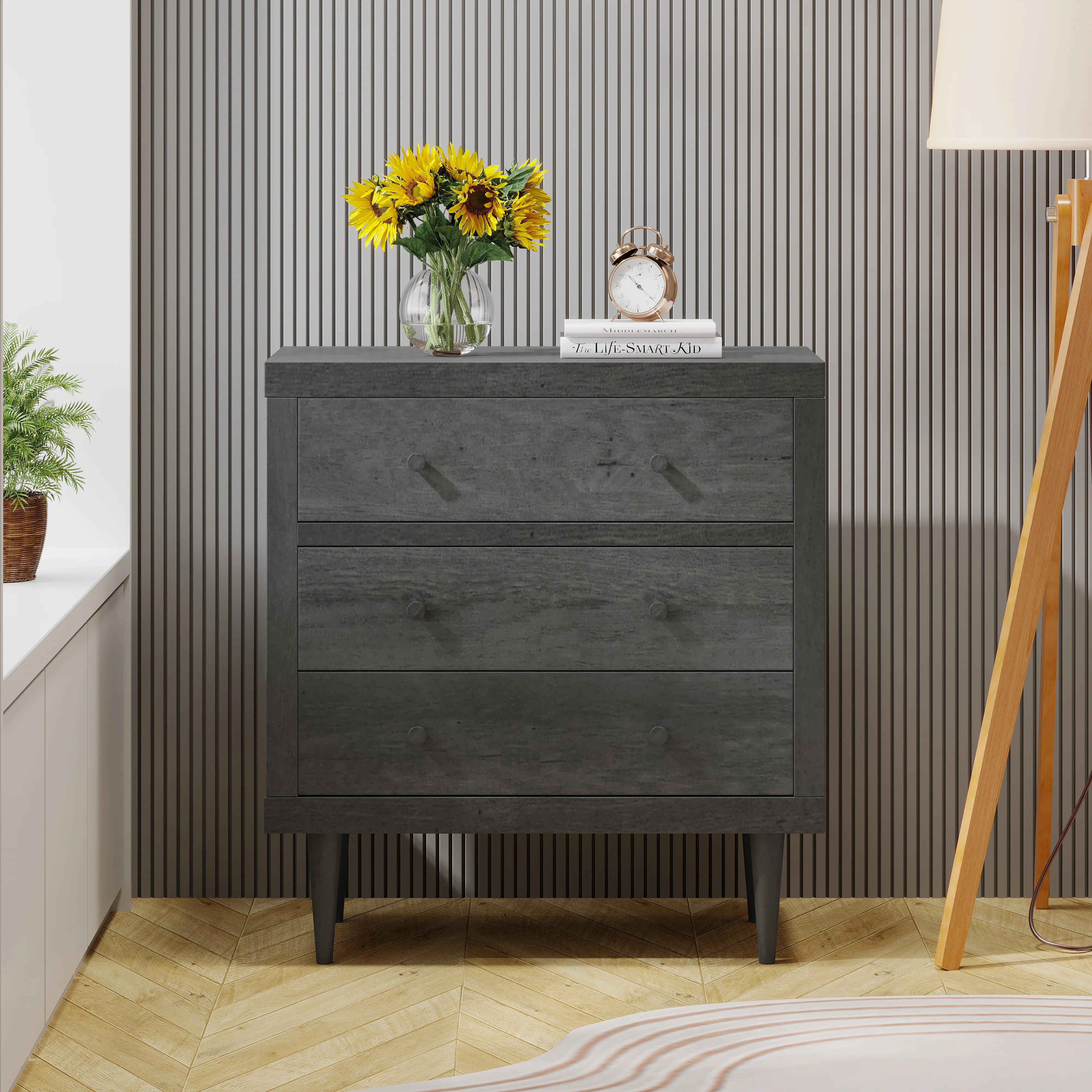 Farhart Mid Century Modern 3 Drawer Chest - furnishings