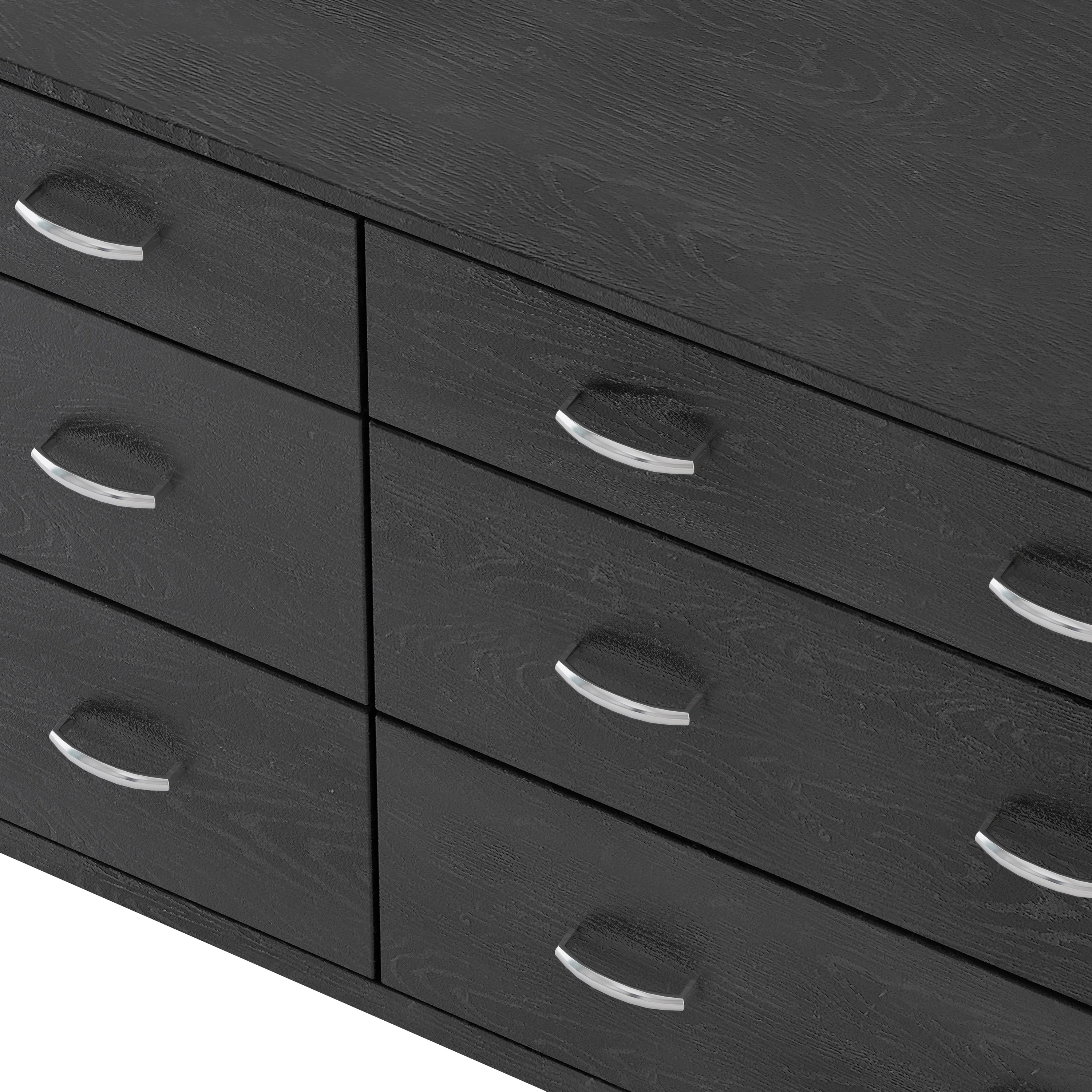 Wilbur Mid Century Wooden 3 Piece Double Dresser and Nightstand Bedroom Set - furnishings