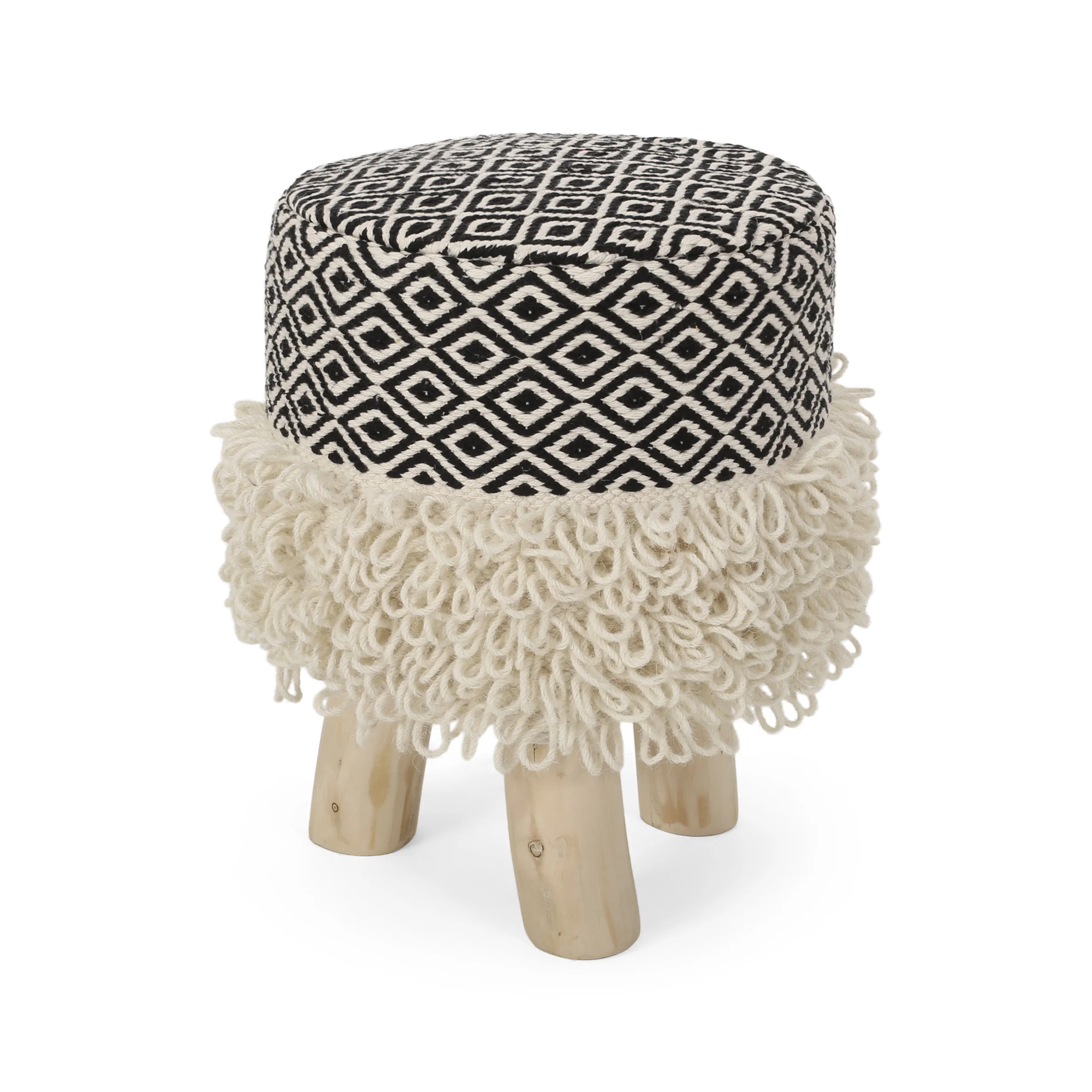 Stormy Handcrafted Boho Fabric Stool - furnishings