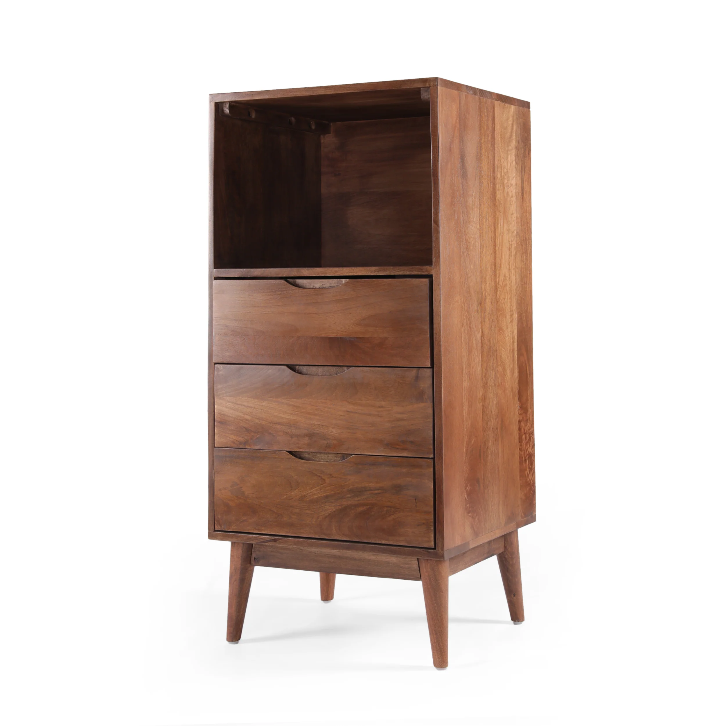 Senoia Handcrafted Mid-Century Modern Mango Wood 3 Drawer Chest - furnishings