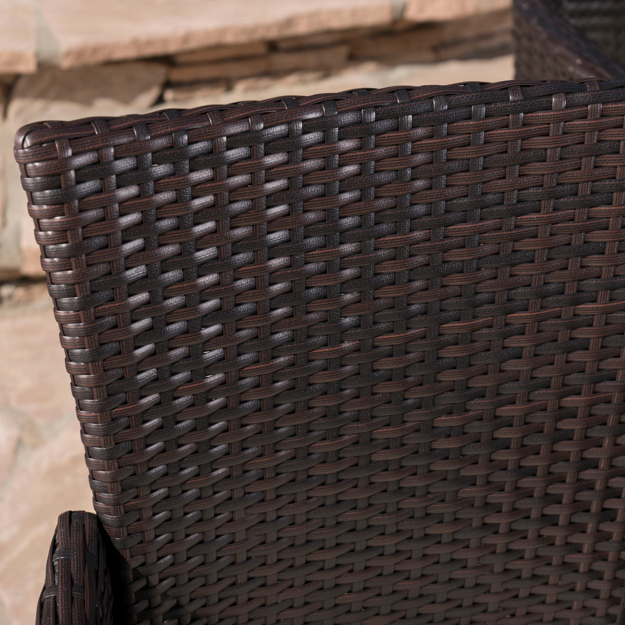 Delilah Outdoor 7 Piece Wicker Hexagon Dining Set with Stacking Chairs - furnishings