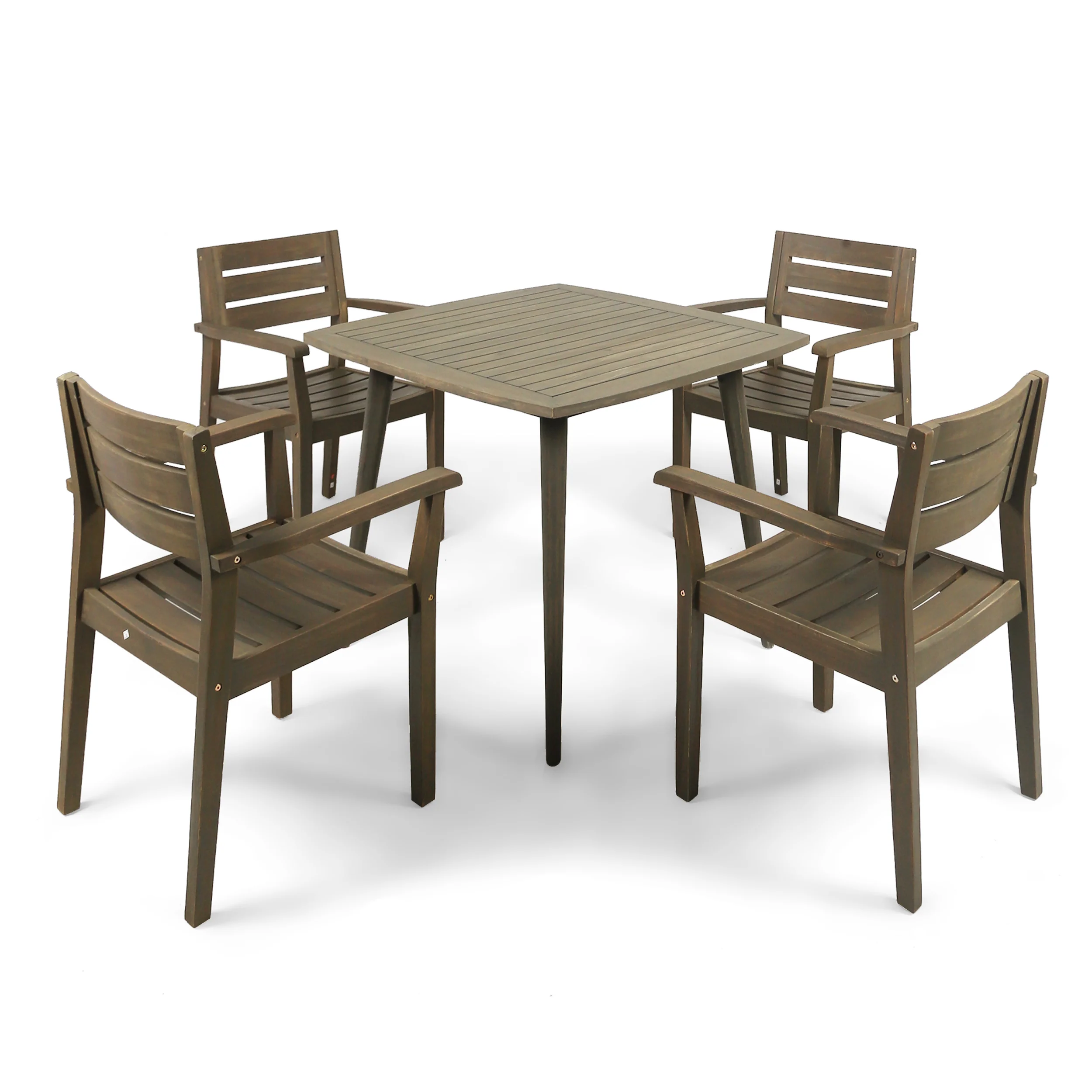 Zack Outdoor 5 Piece Acacia Wood Dining Set wit Straight Legged Dining Table - furnishings