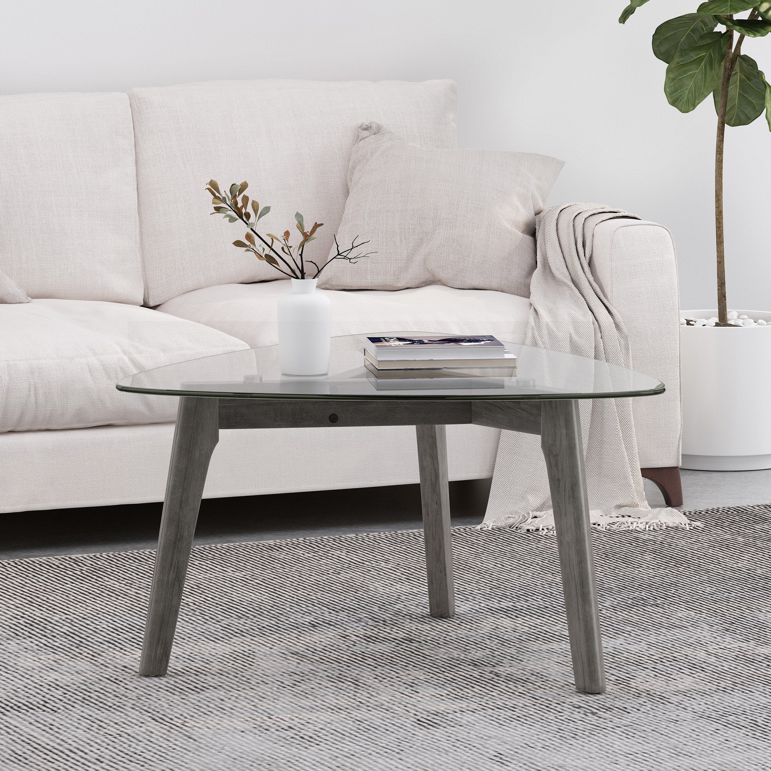Mosier Mid-Century Modern Coffee Table with Glass Top - furnishings