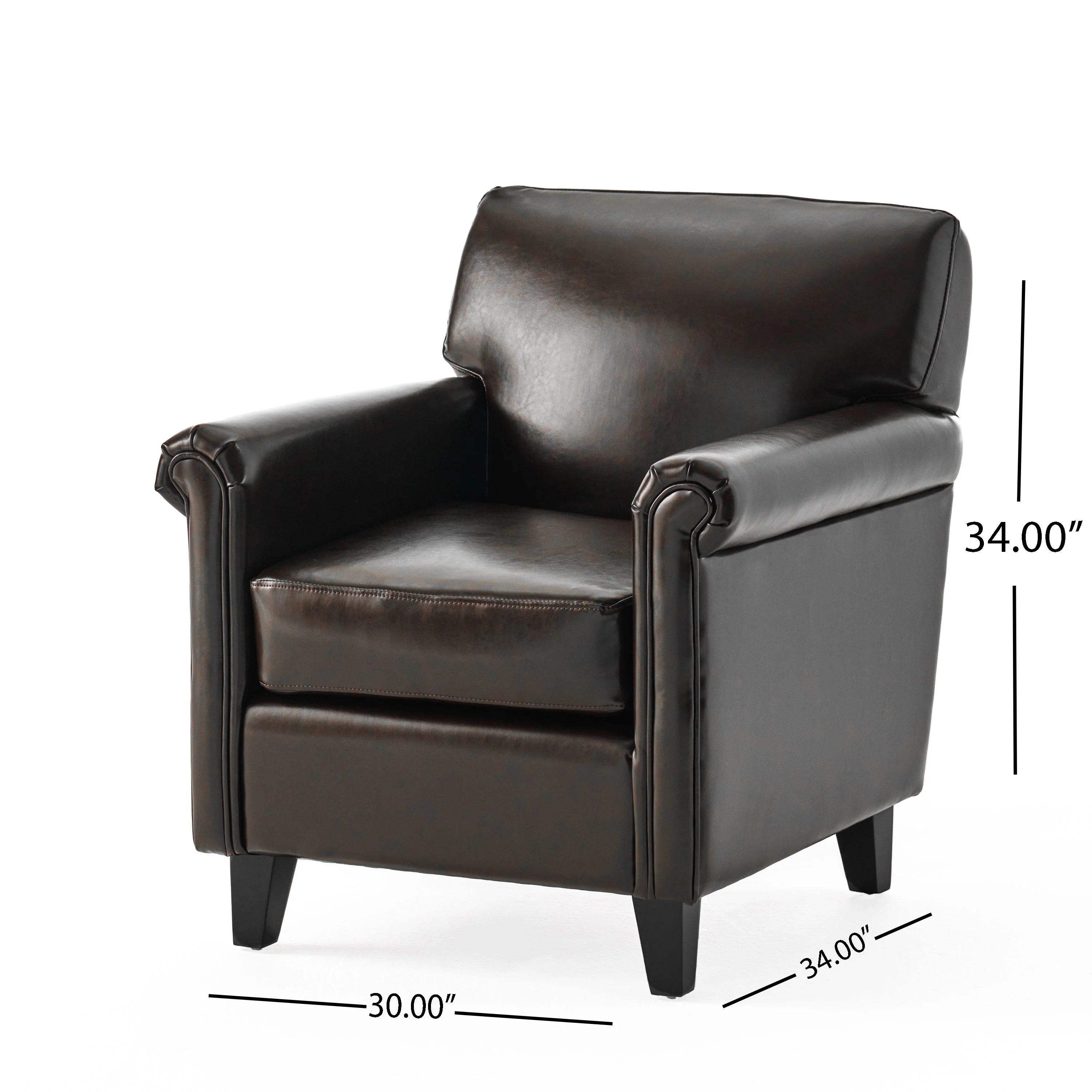 Bristol Classic Brown Bonded Leather Club Chair - furnishings