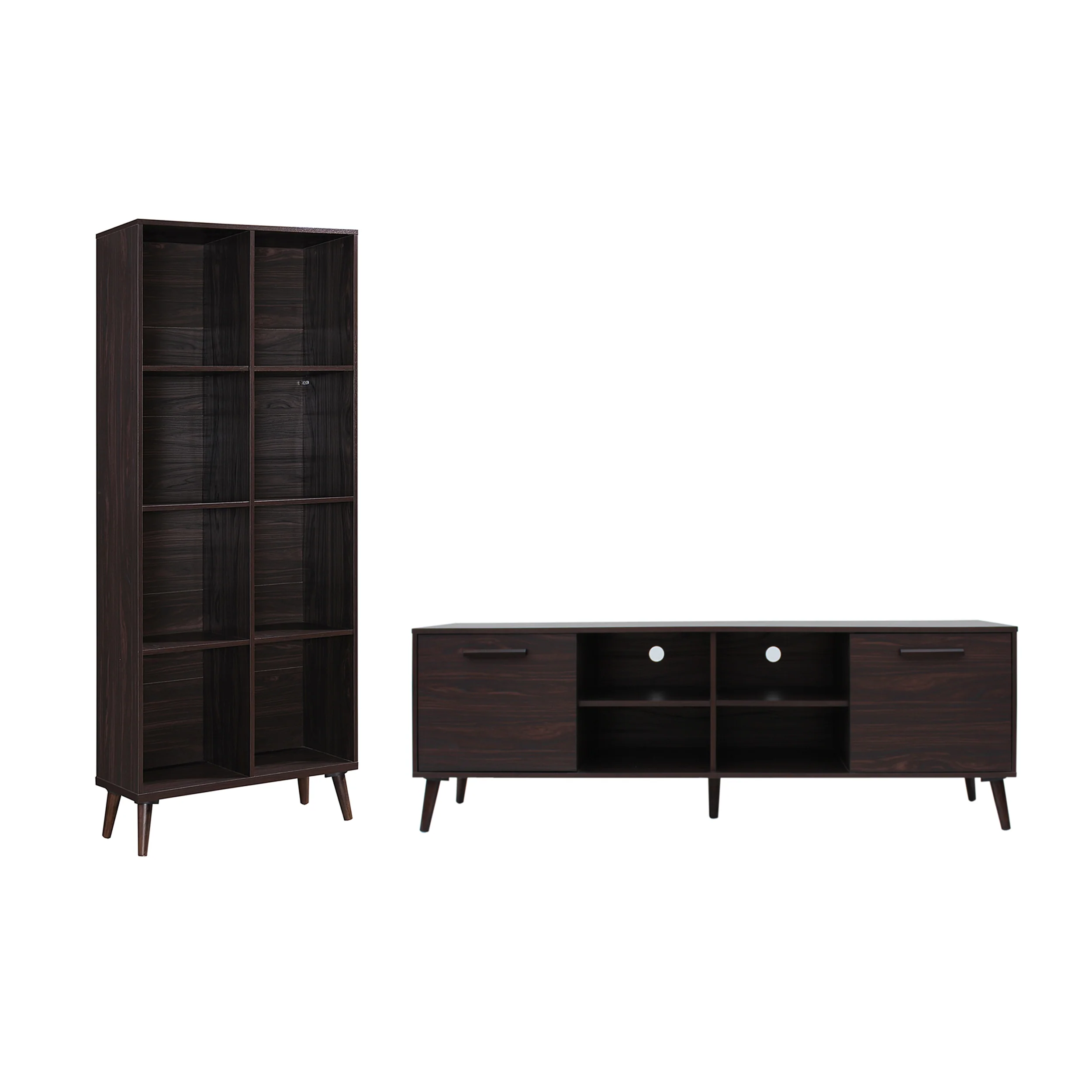 Clement Mid Century 2 Piece TV Stand & Bookcase Set - furnishings