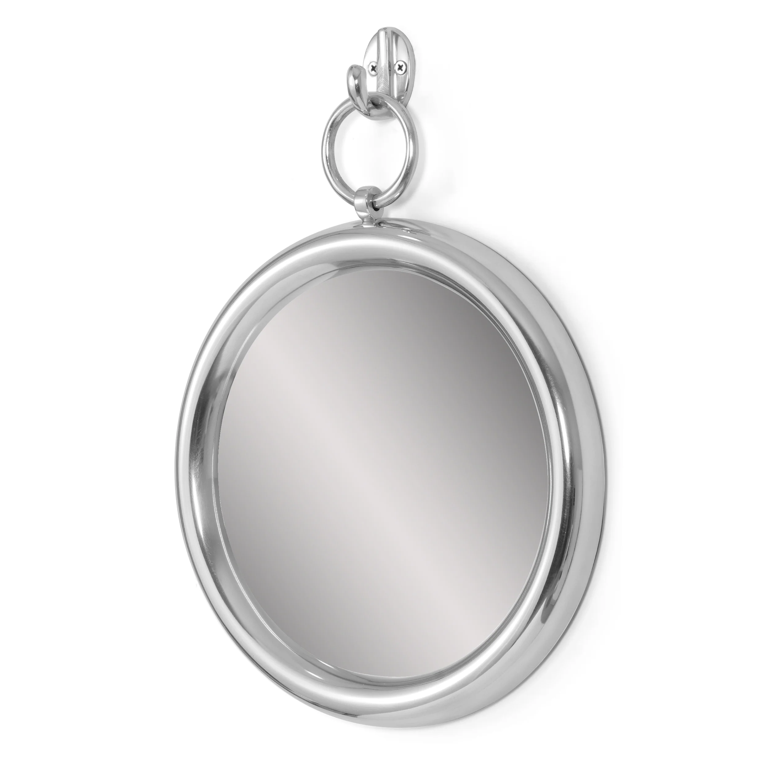 Sunbury Modern Handcrafted Round Aluminum Wall Mirror, Silver - furnishings