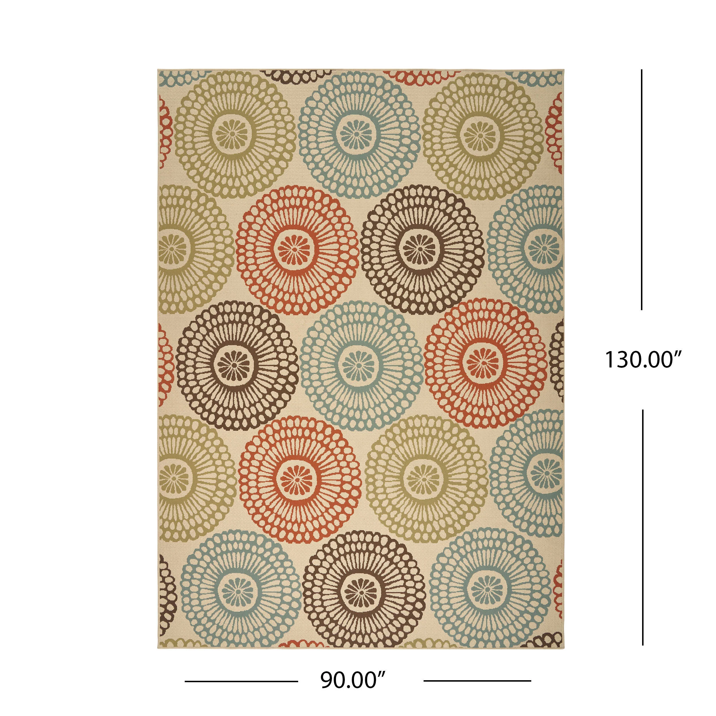 Pine Indoor/Outdoor Floral Area Rug, Beige and Multicolored - furnishings