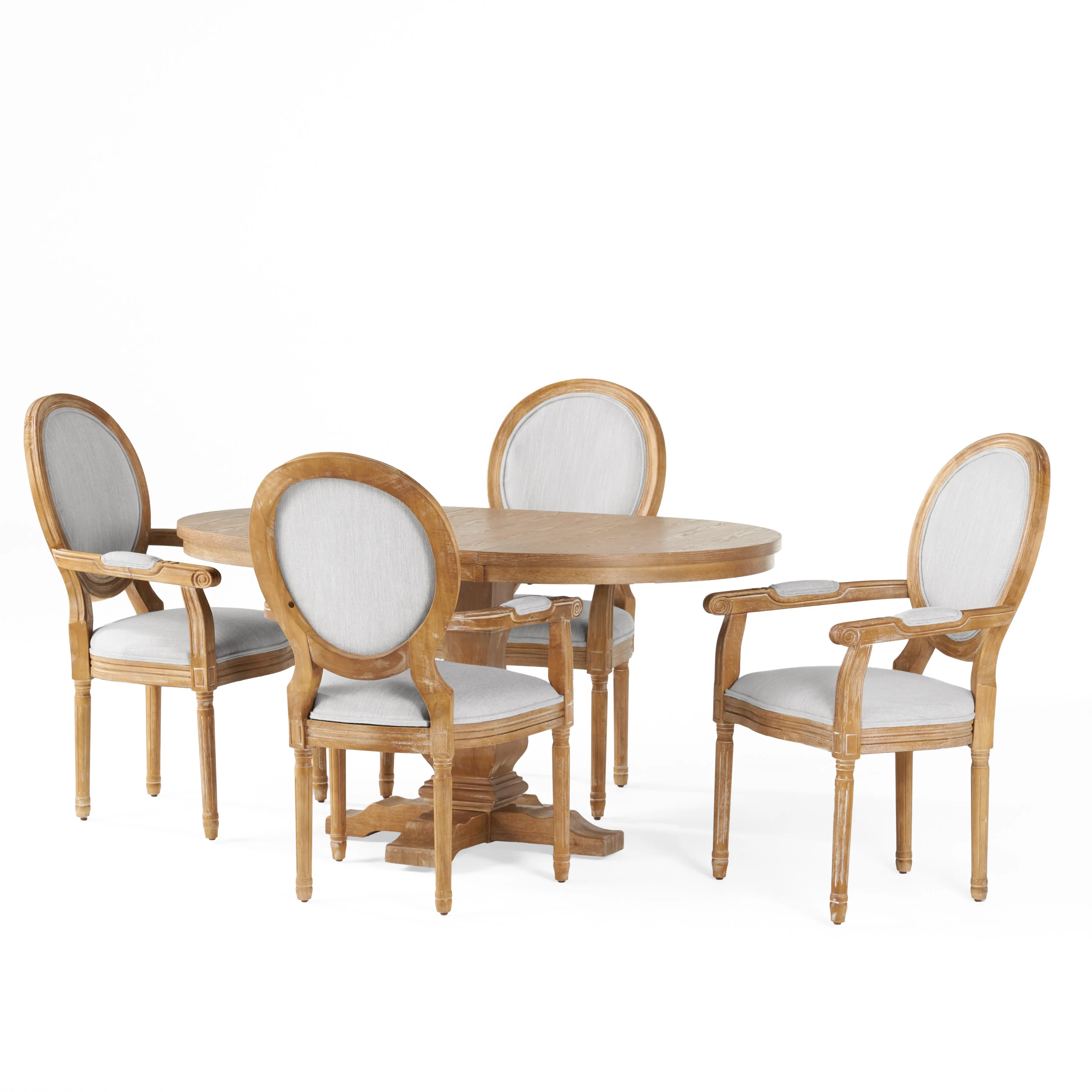 Aisenbrey French Country Wood 5-Piece Expandable Oval Dining Set - furnishings