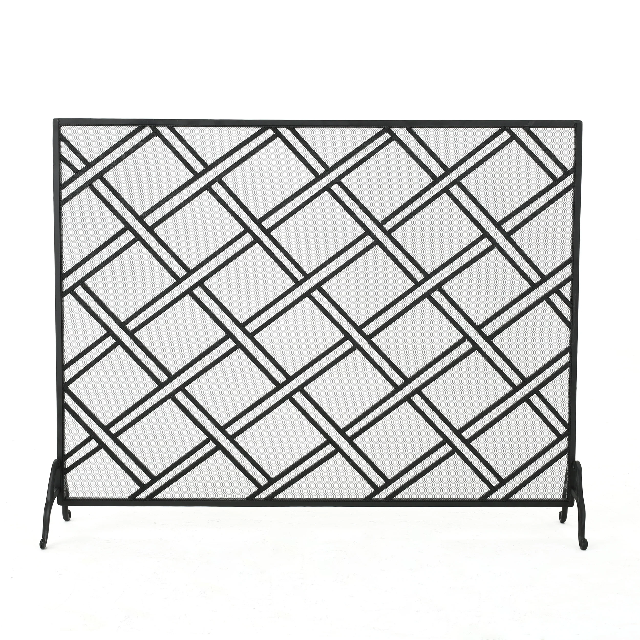 Josette Contemporary Single-Panel Iron Fireplace Screen - furnishings