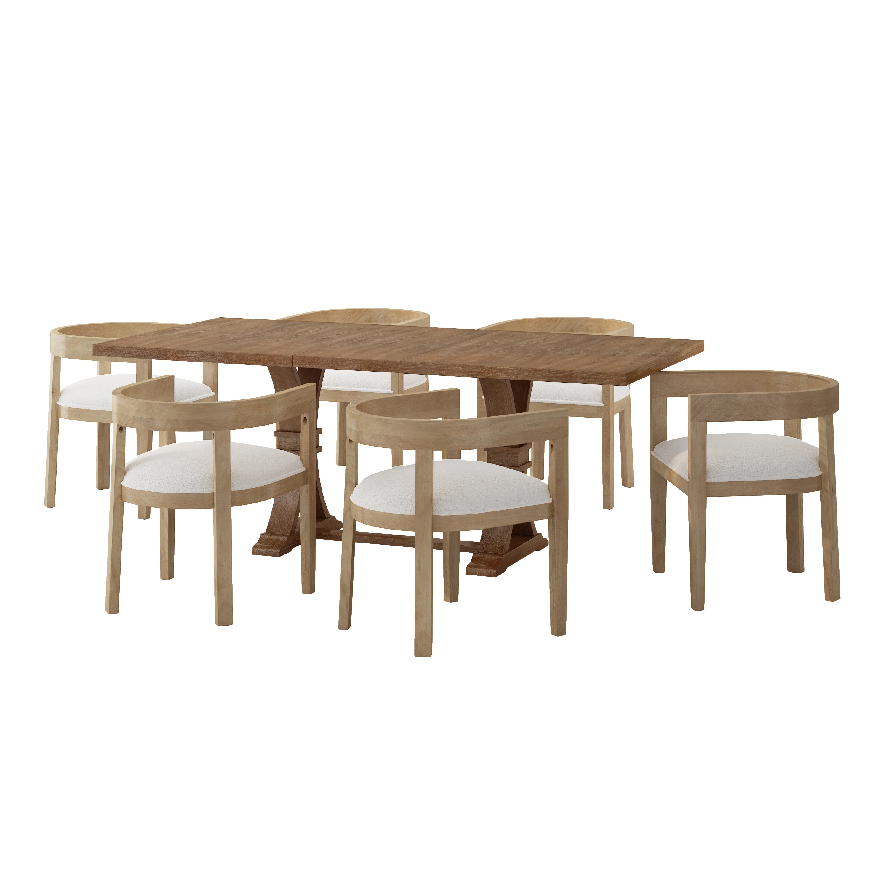 Ladieu Fabric Upholstered Wood 7 Piece Dining Set - furnishings