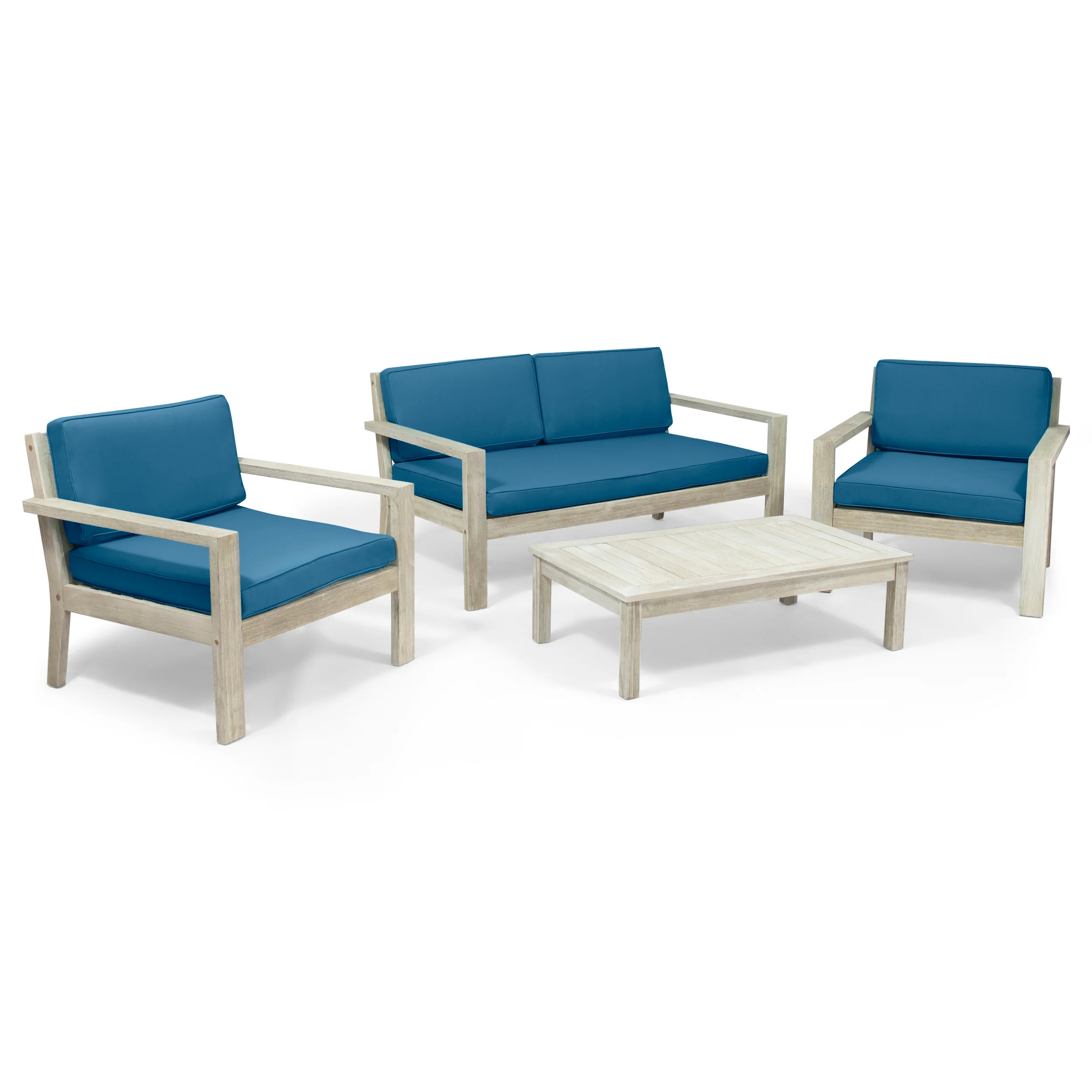 Dominic Outdoor 4 Seater Acacia Wood Chat Set with Cushions - furnishings