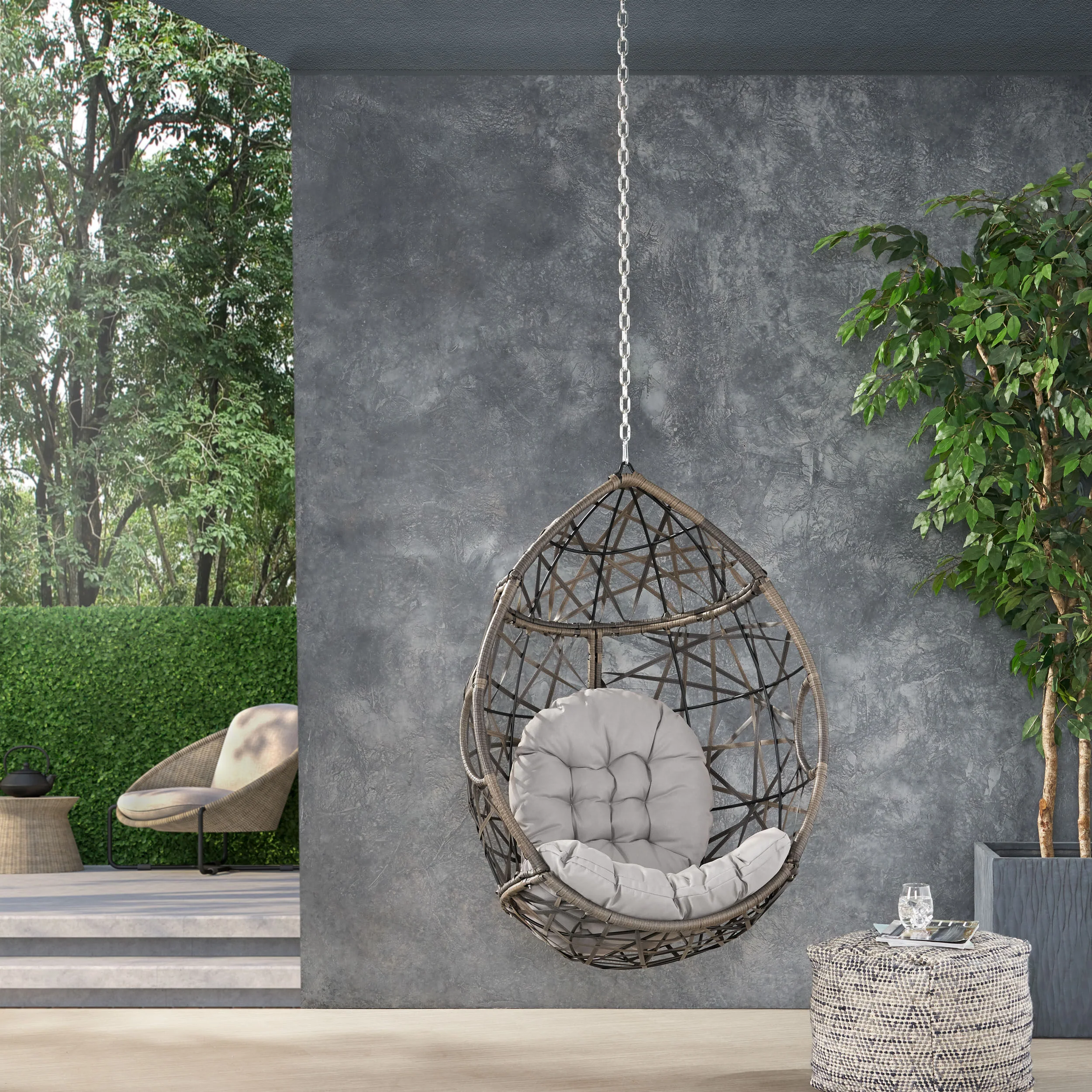Layden Indoor/Outdoor Wicker Hanging Egg / Teardrop Chair (NO STAND) - furnishings