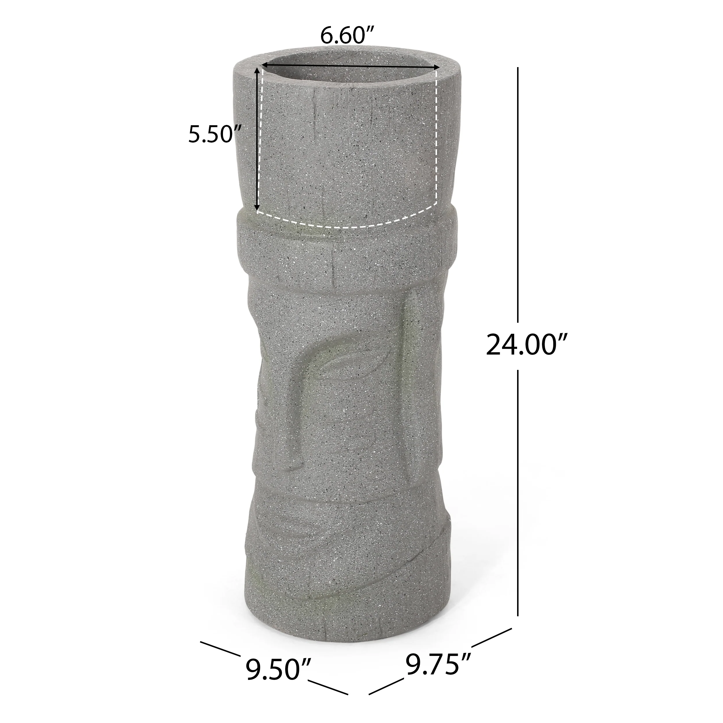 Gomer Outdoor Easter Island Statue Decorative Planter, Stone Gray - furnbro