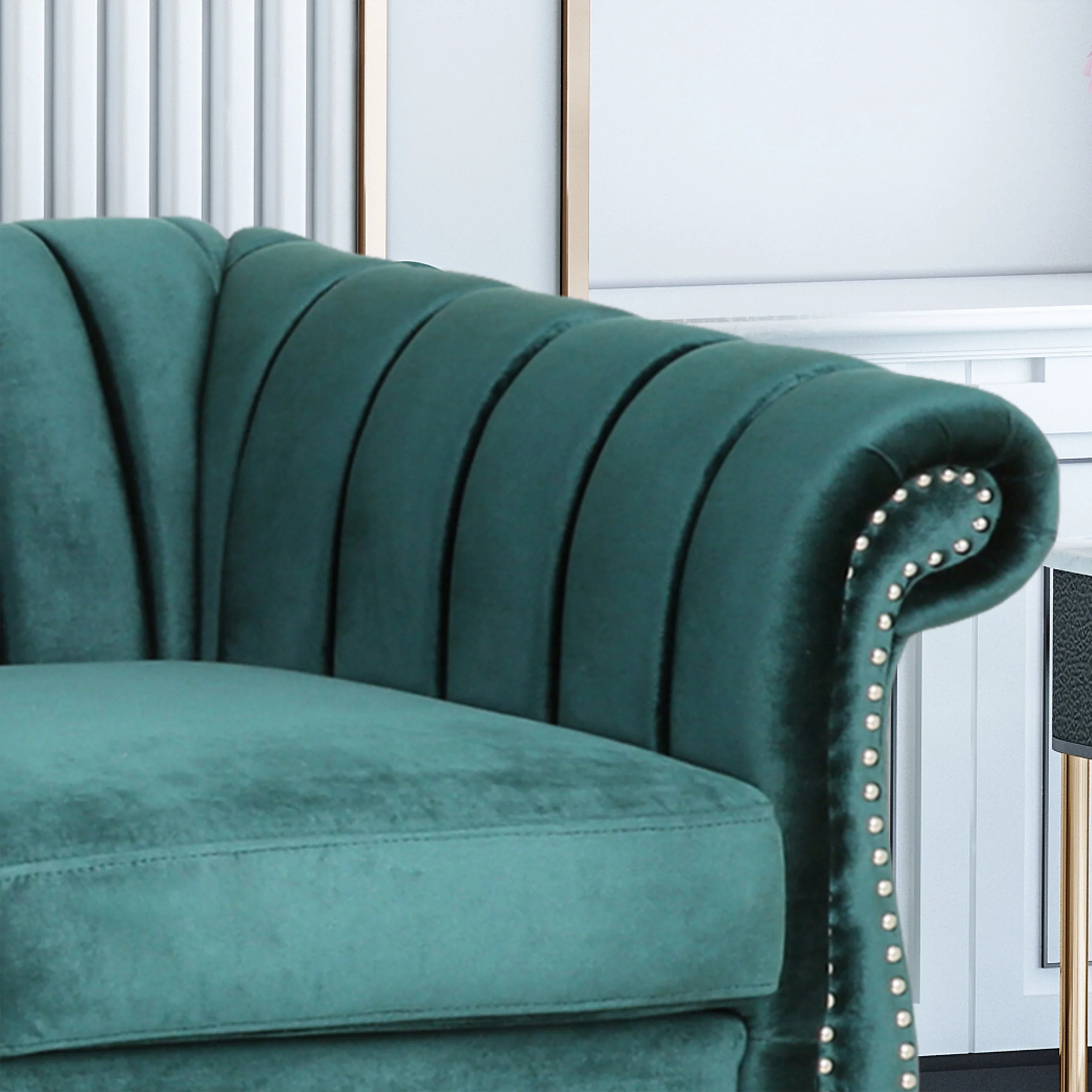Olga Modern Glam Velvet 3 Seater Sofa, Umber and Dark Brown - furnishings