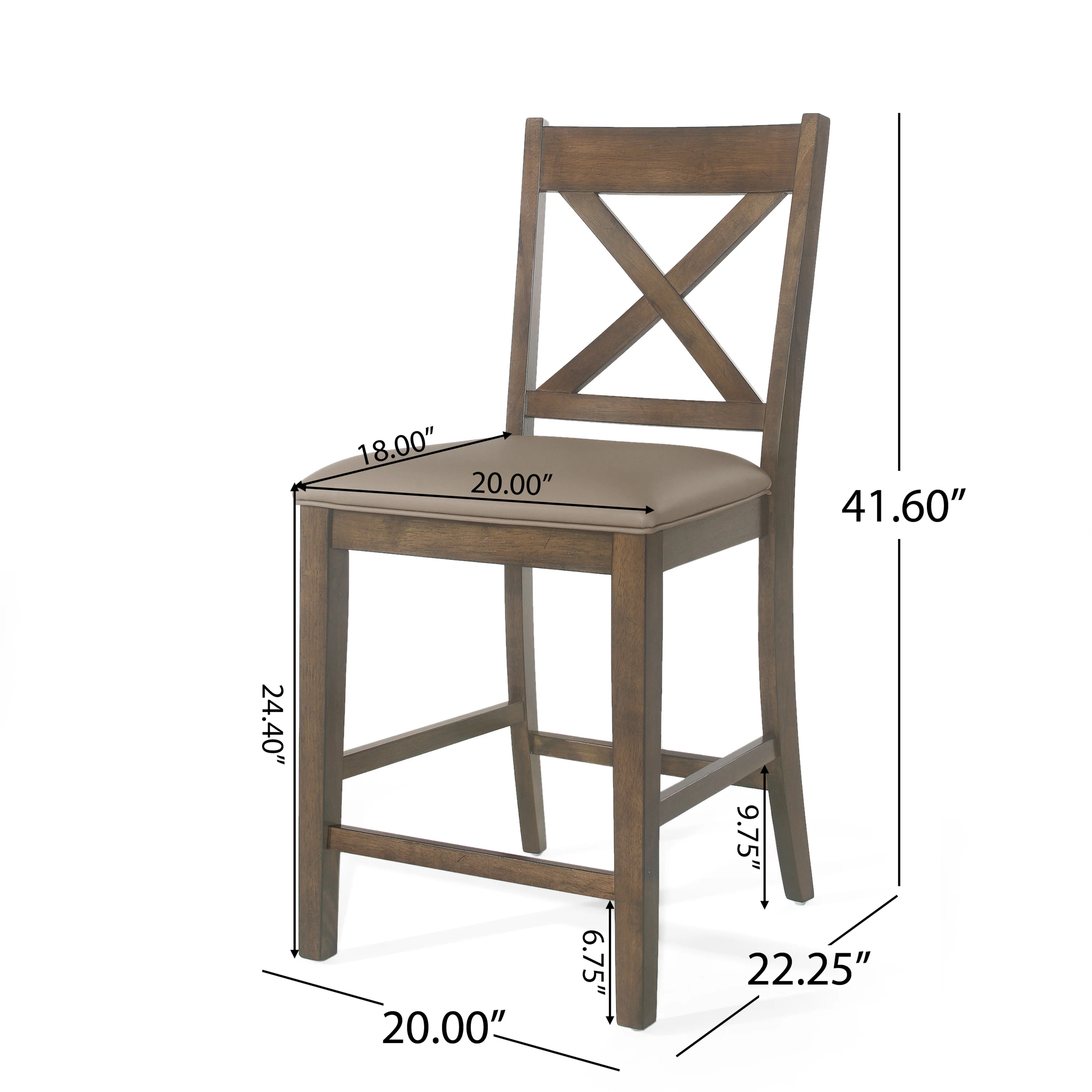 Bouman Farmhouse Upholstered Wood Counter Stools, Set of 2 - furnishings