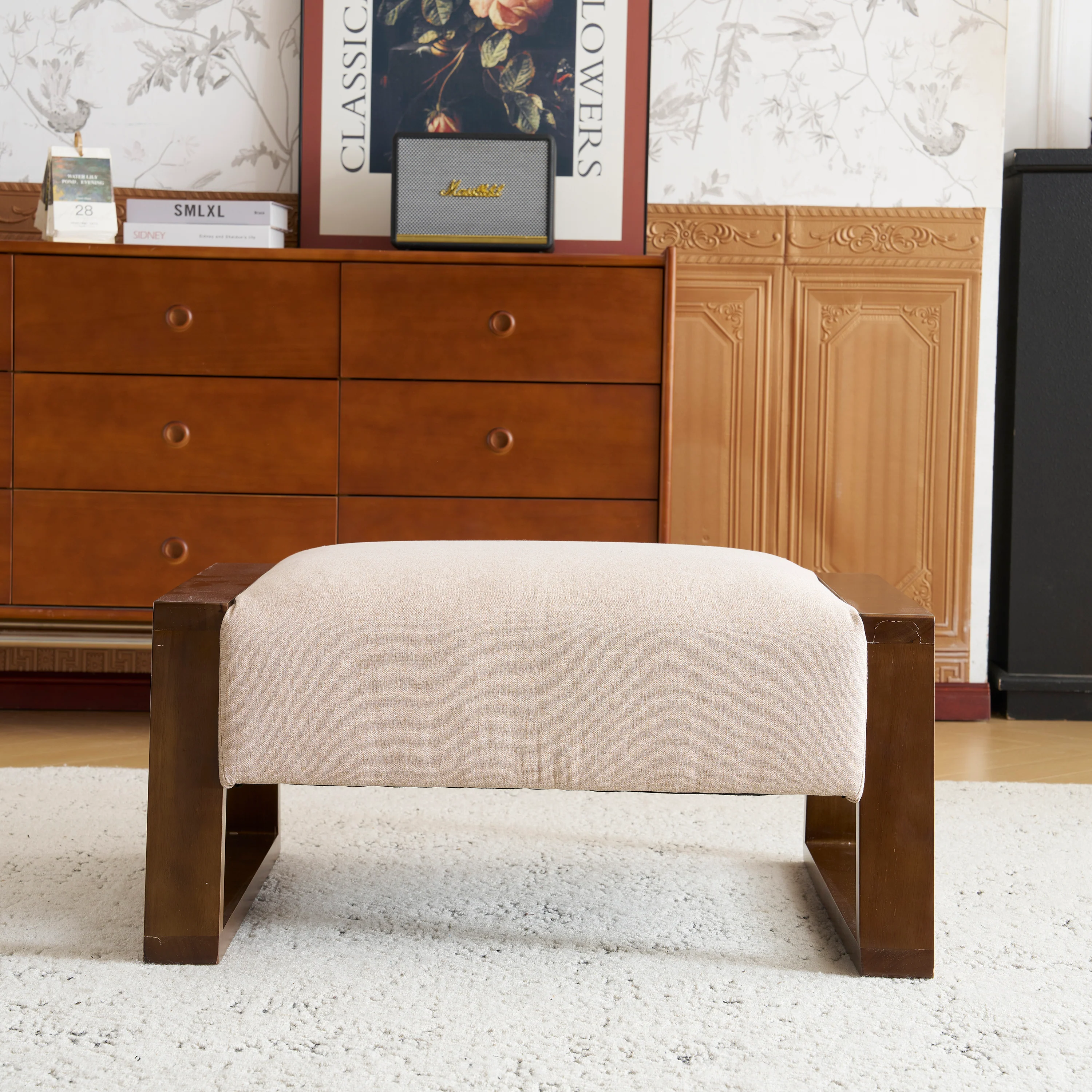 Isoldea Modern Fabric Ottoman Bench - furnishings