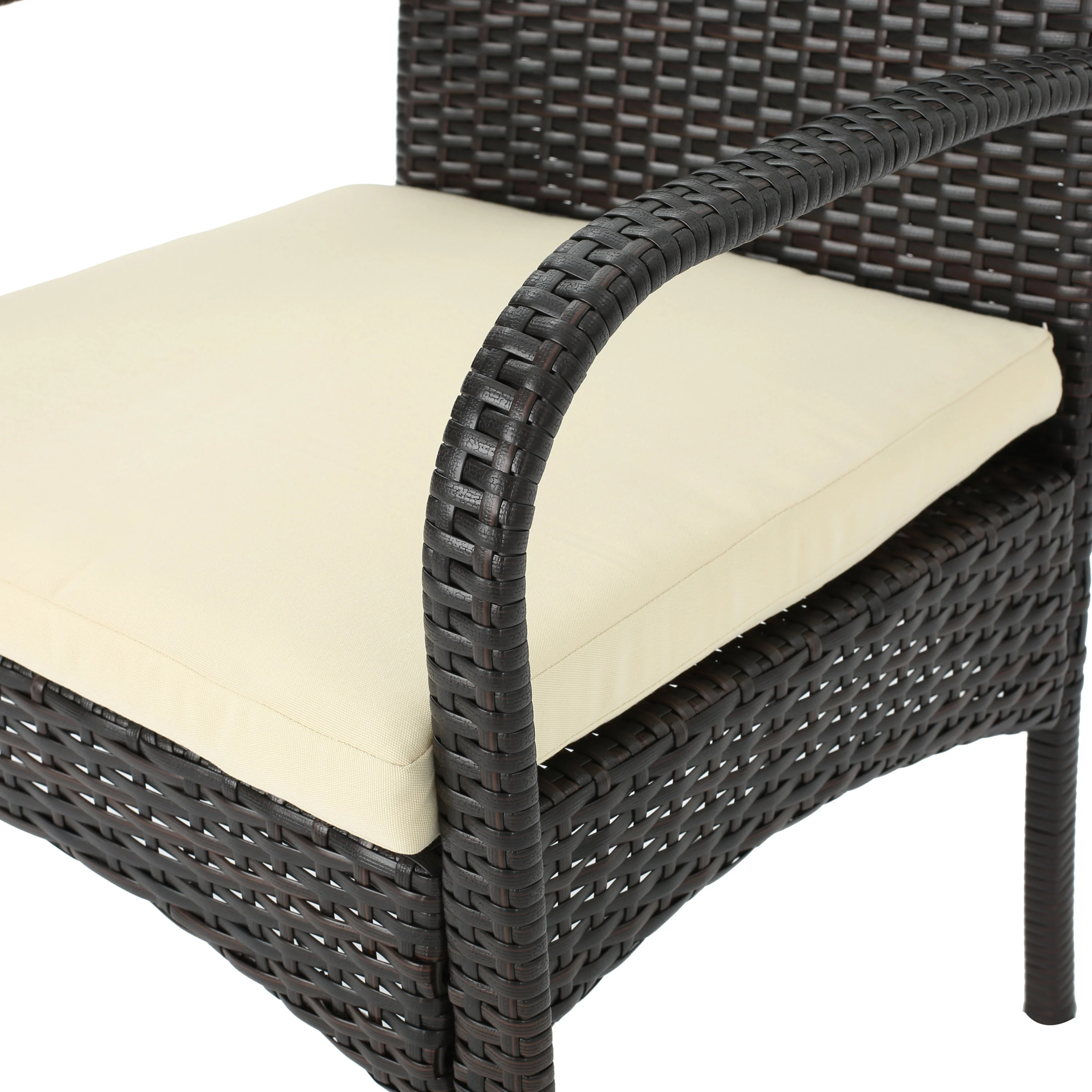 Brady Outdoor Industrial Wood and Wicker 5 Piece Square Dining Set, Teak and Multi Brown and Cr¨¨me - furnishings