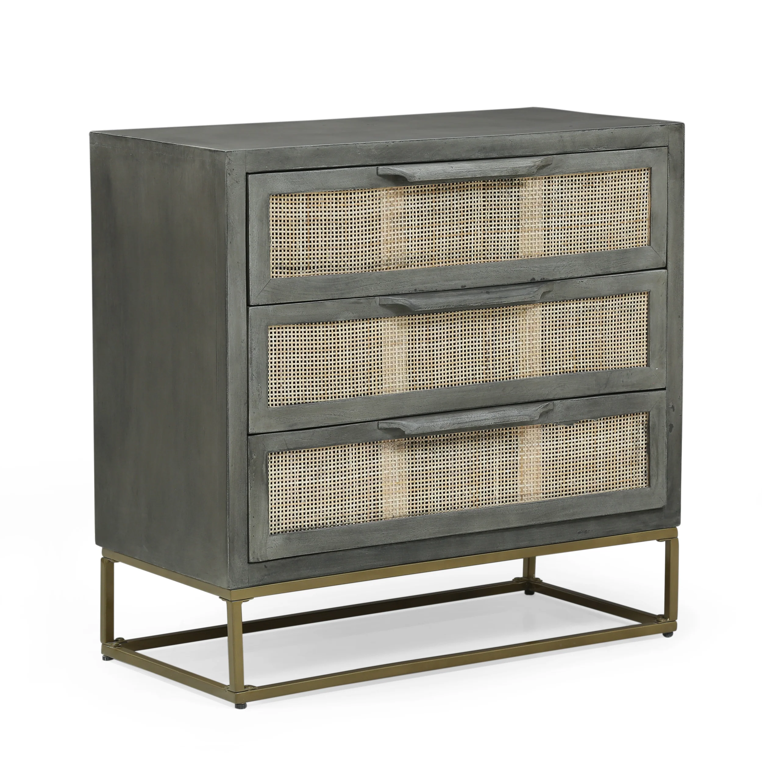 Lithonia Handcrafted Boho Mango Wood 3 Drawer Cabinet - furnishings