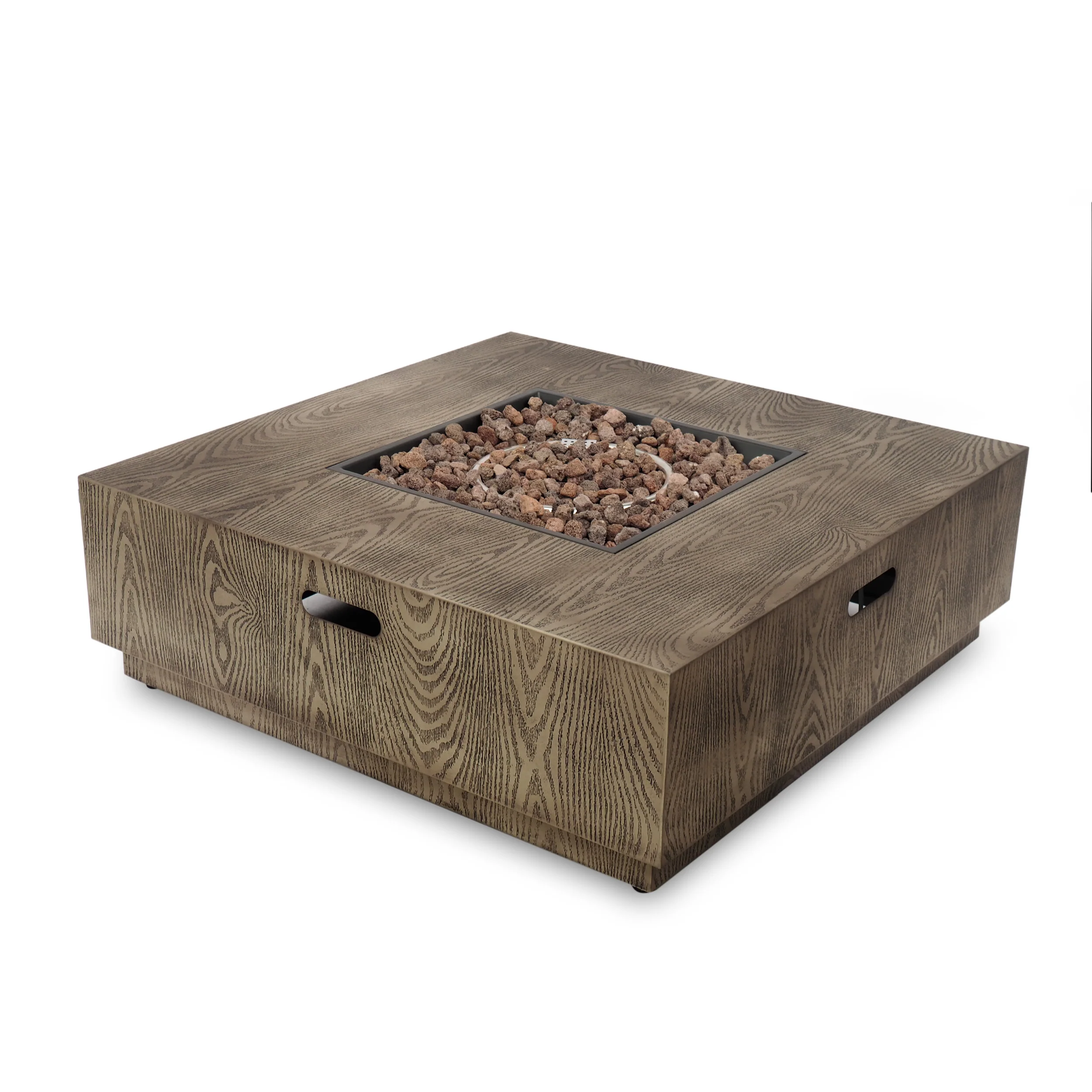 Jasmine Square Wood Finish 50,000 BTU Propane Fire Pit - furnishings