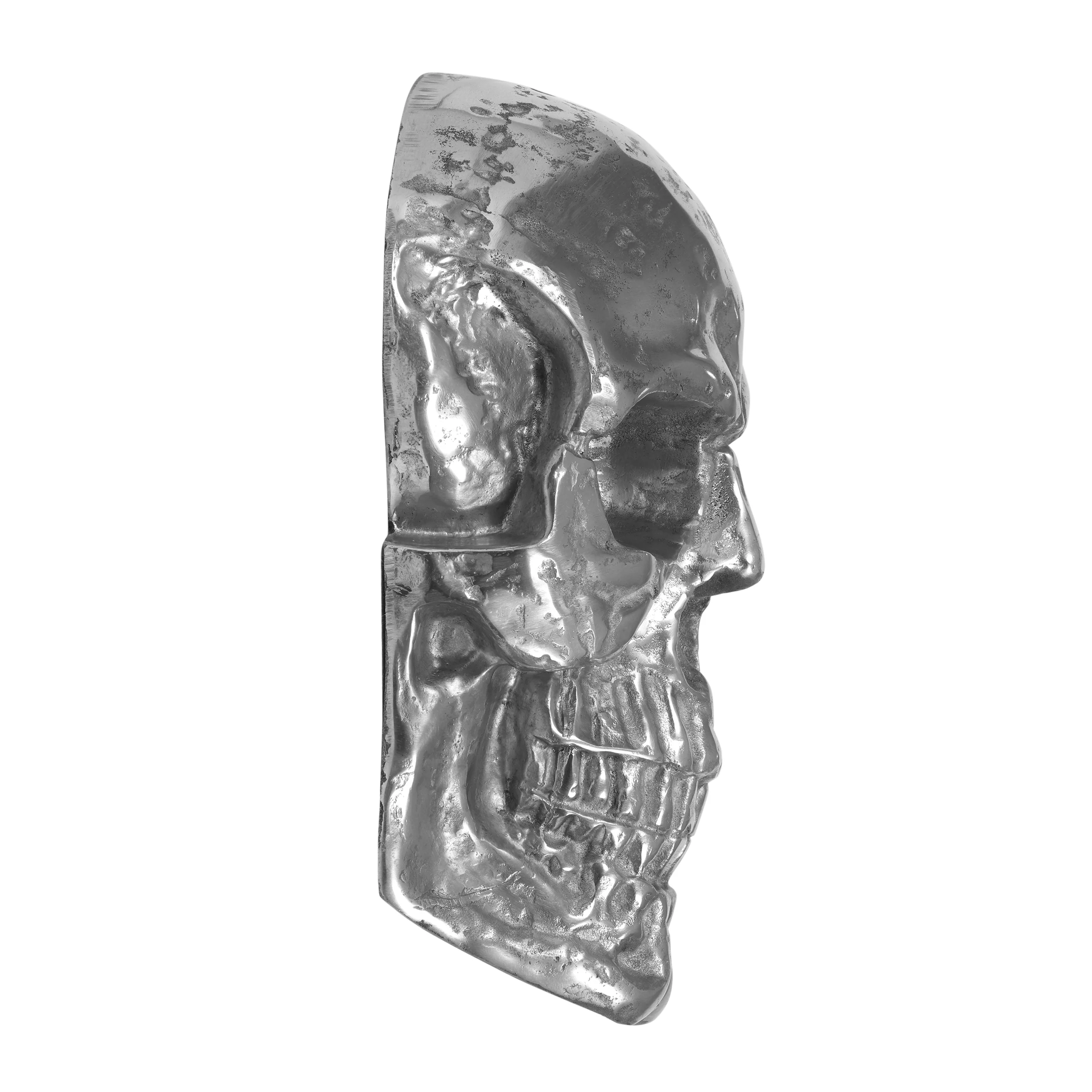 Headly Handmade Aluminum Skull Wall Decor, Antique Silver - furnishings