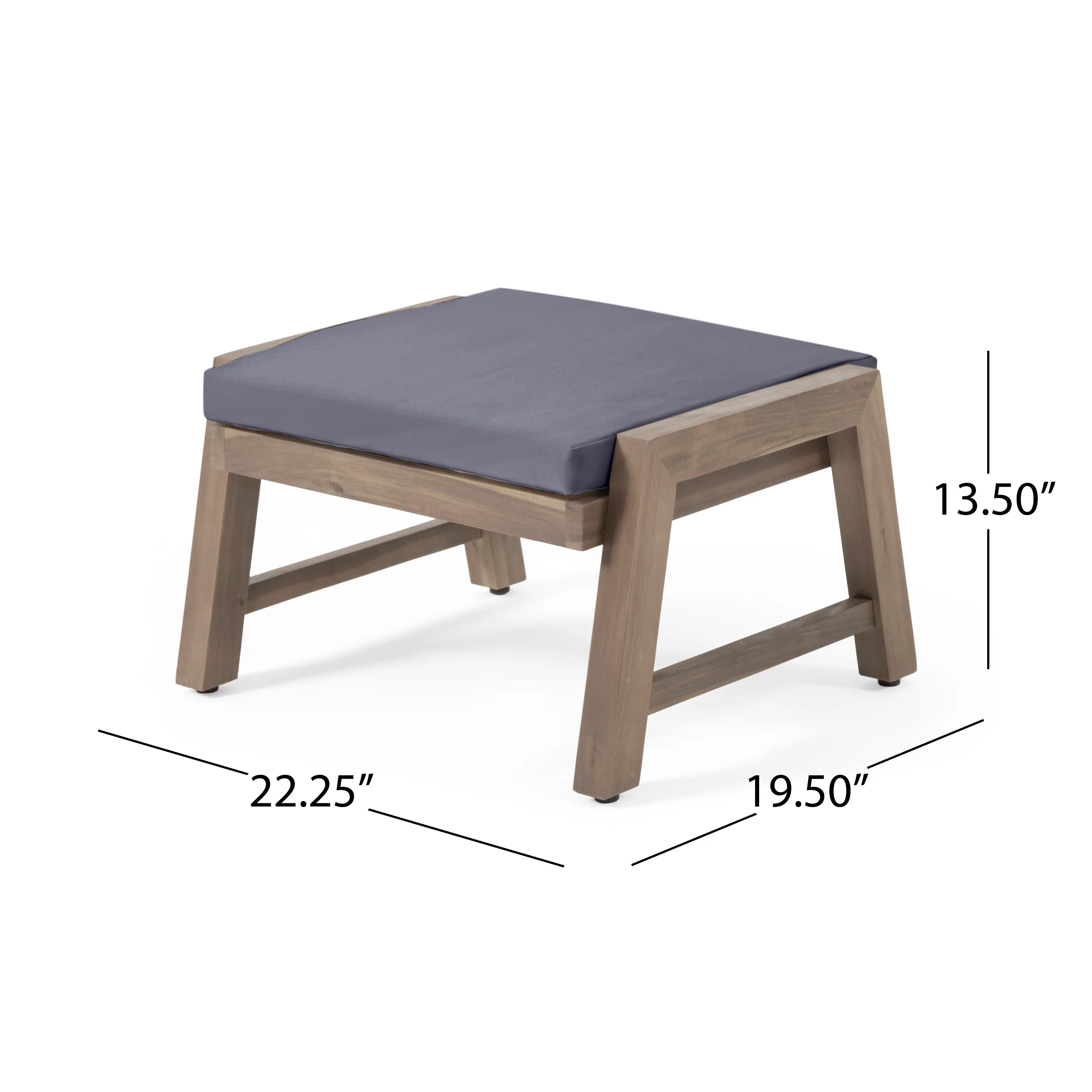 Avacyn Outdoor Acacia Wood Ottomans with Cushion, Set of 2 - furnishings