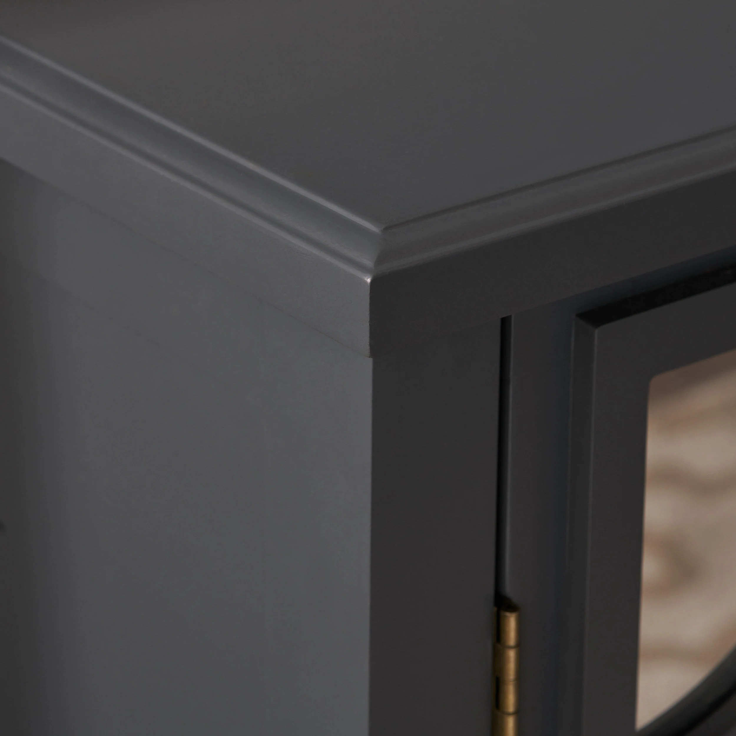 Melee Fir Wood Double Door Cabinet With Mirrored Accents, Charocal Gray - furnishings