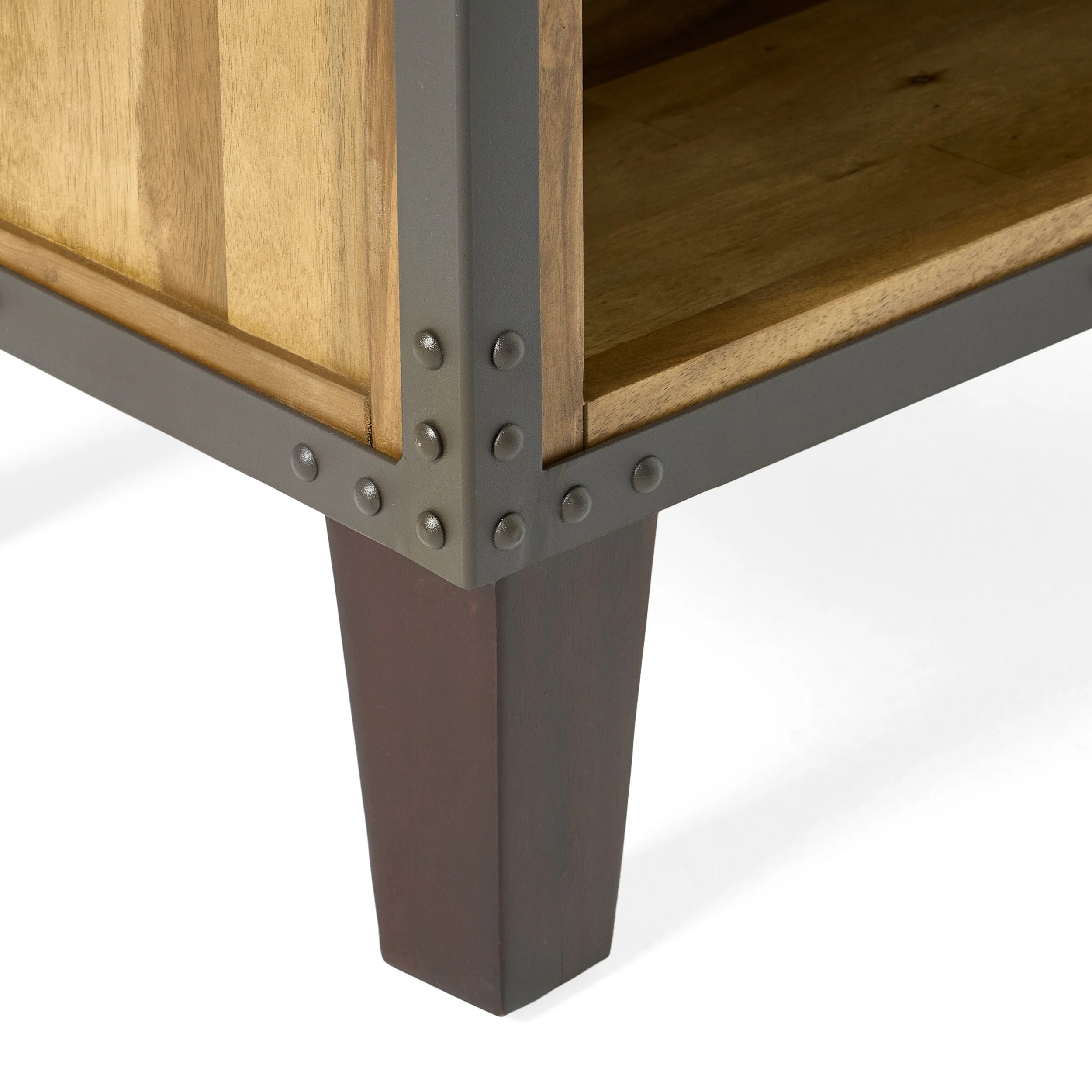 Glendora Industrial Solid Wood Single Drawer End Table Nightstand - furnishings