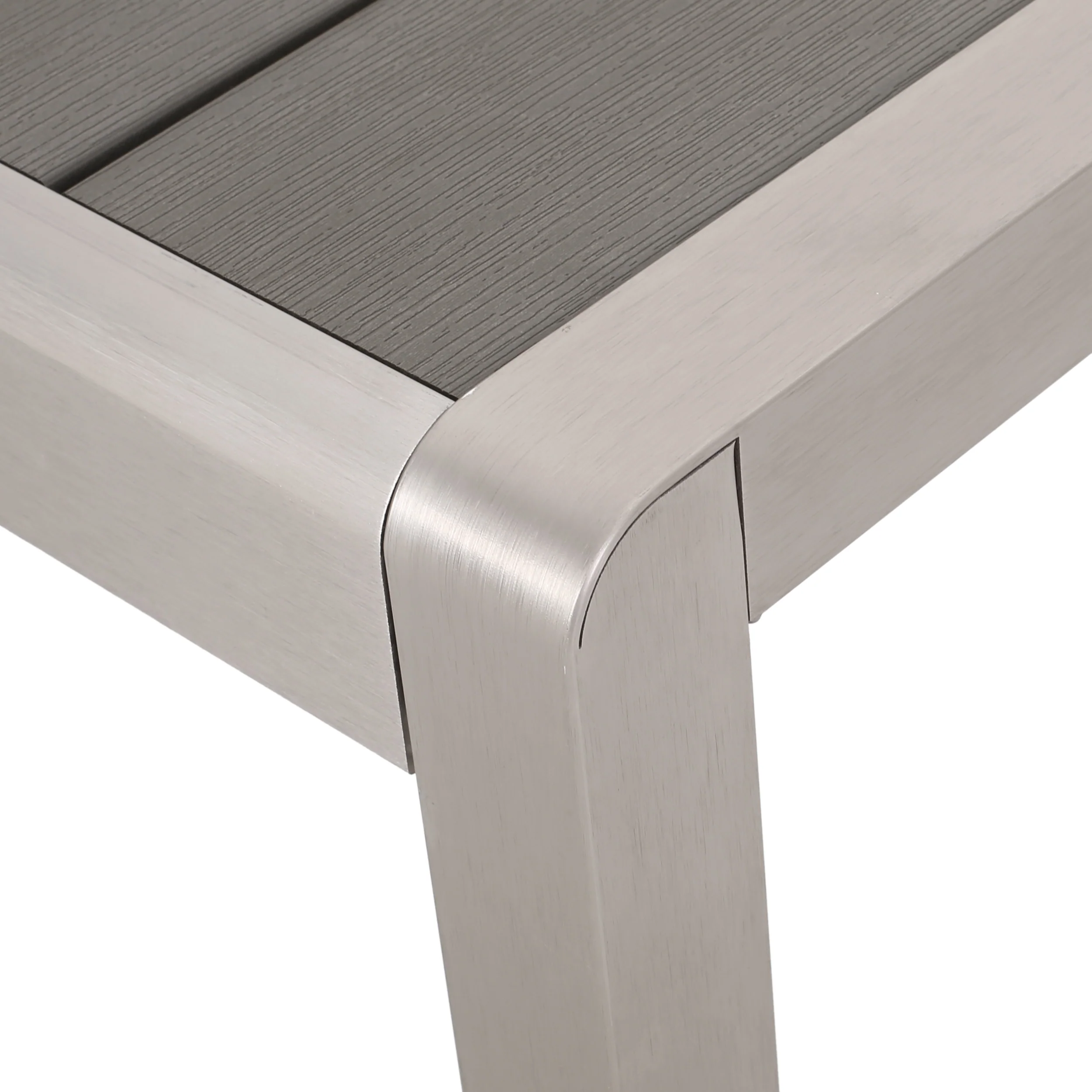 Cherie Outdoor Modern Aluminum Dining Bench with Faux Wood Seat - furnishings