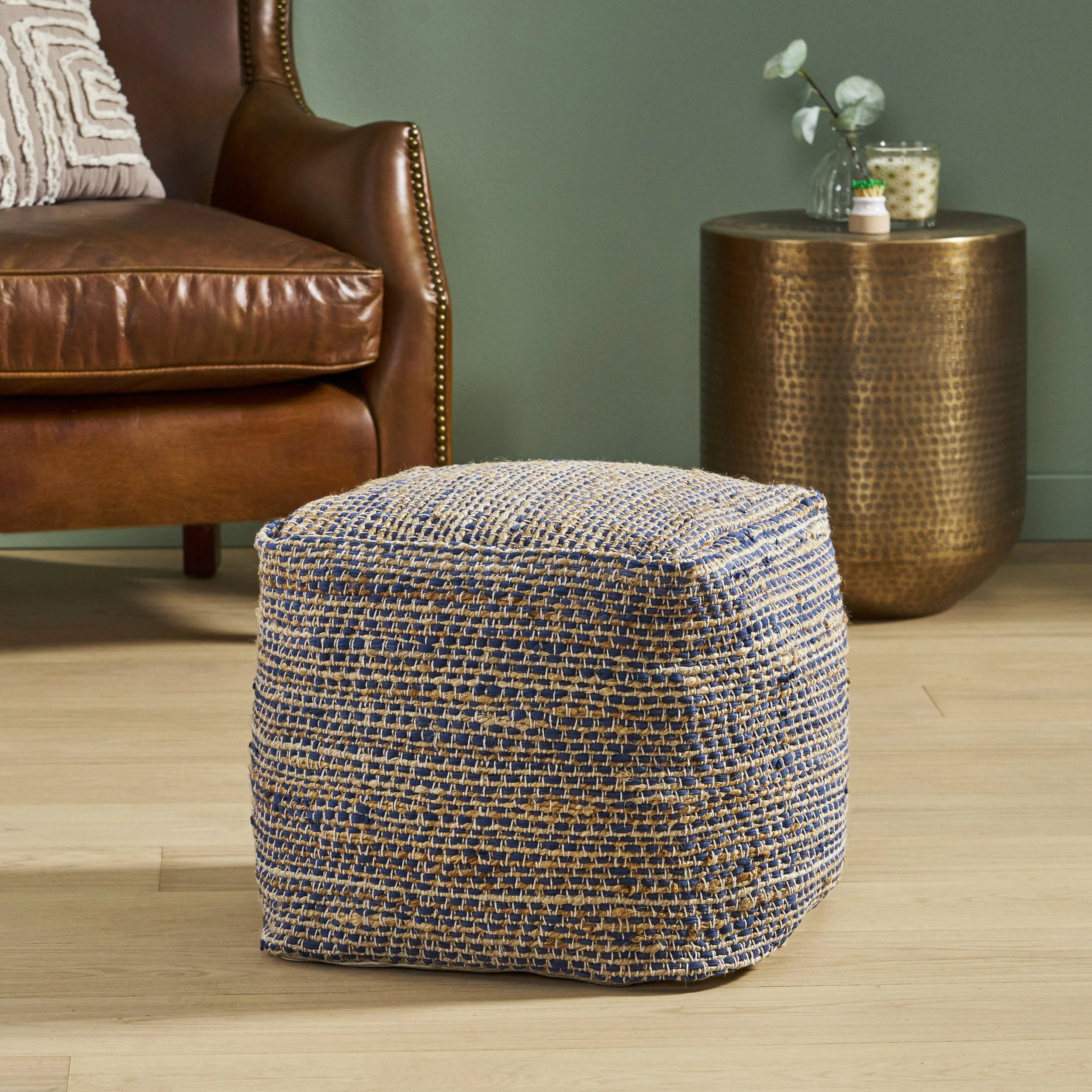 Maja Boho Handcrafted Fabric Pouf - furnishings