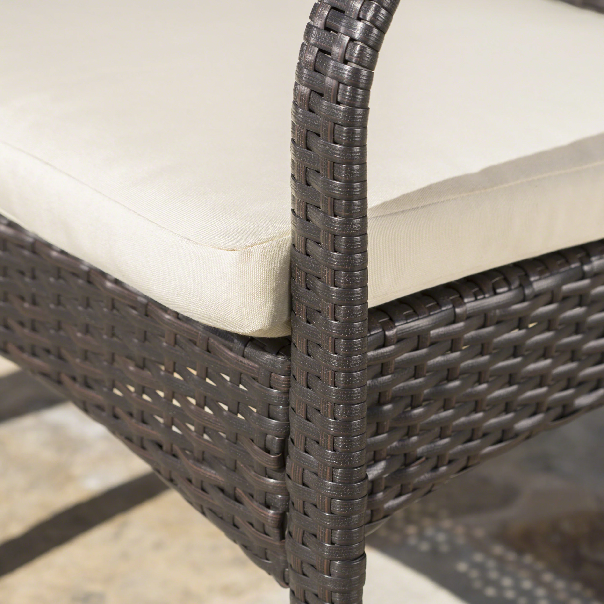 Carpenter Outdoor 7 Piece Multi-brown Wicker Dining Set with Cr?§?§me Cushions - furnishings