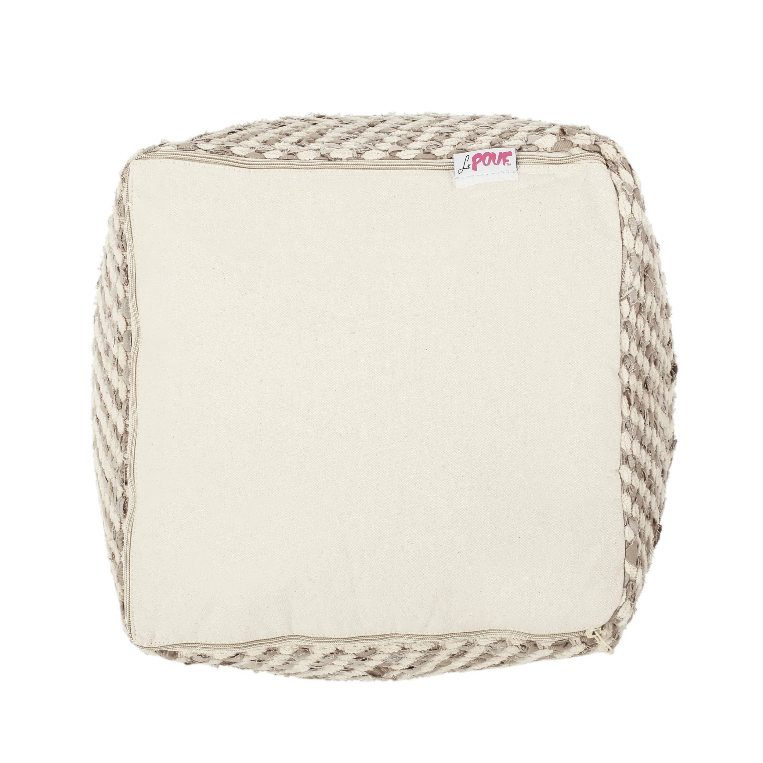 Cyril Handcrafted Boho Fabric Cube Pouf - furnishings