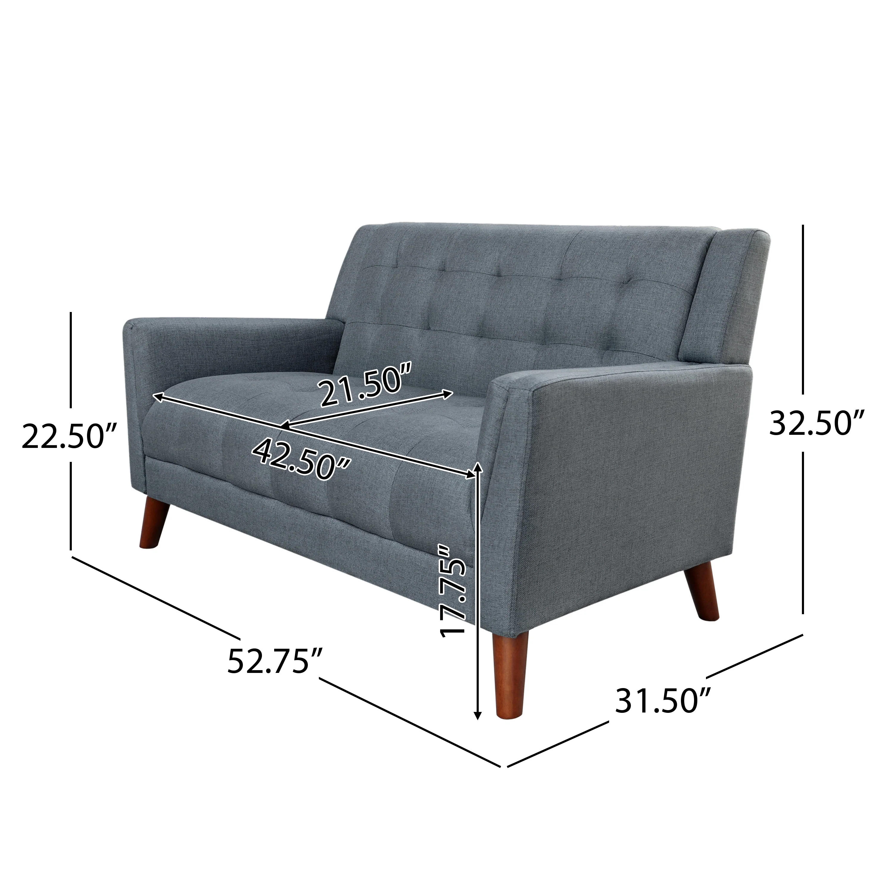 Evelyn Mid Century Modern 3-Piece Chairs & Loveseat Fabric Living Room Set - furnishings
