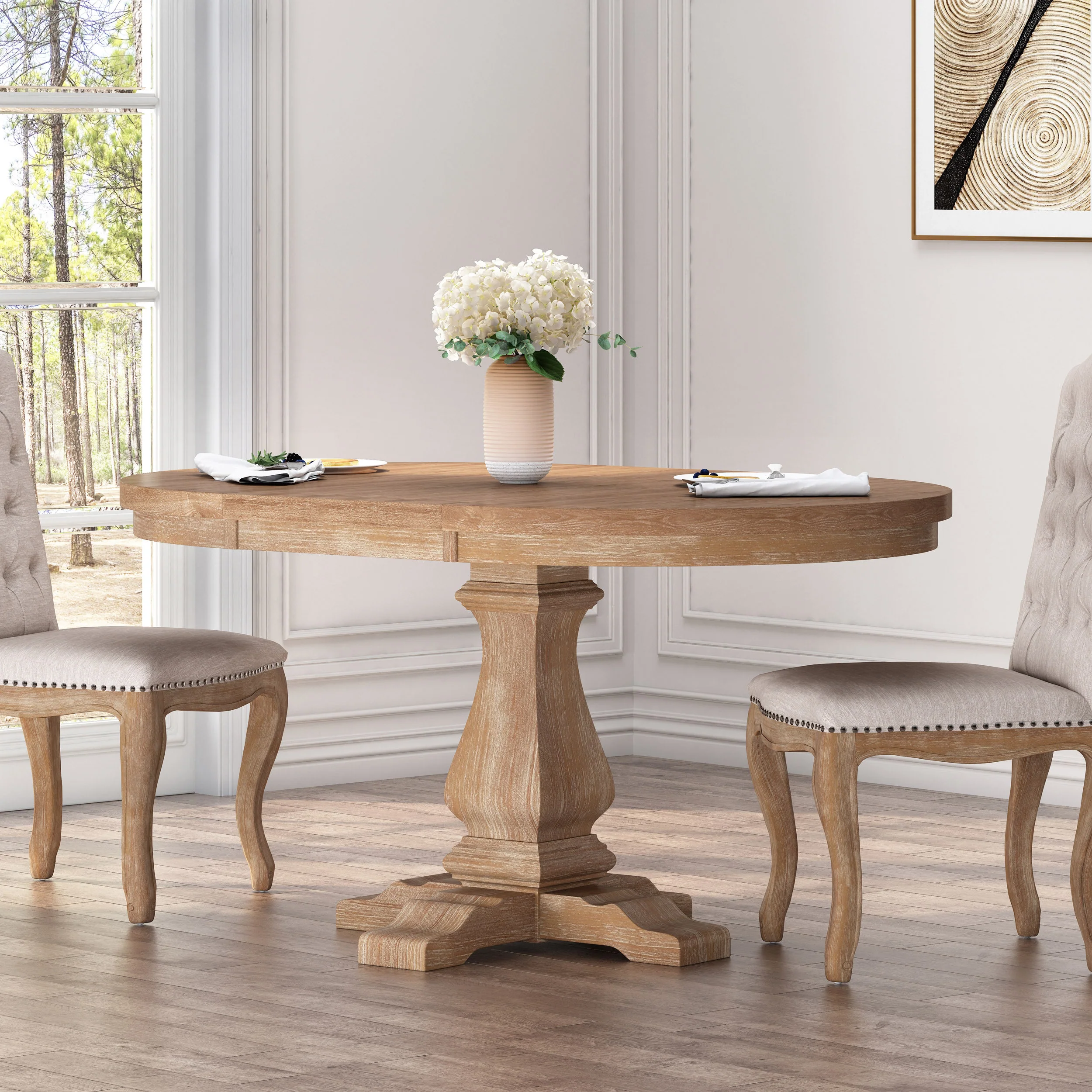 Carrick Rustic Wood Expandable Oval Dining Table - furnishings