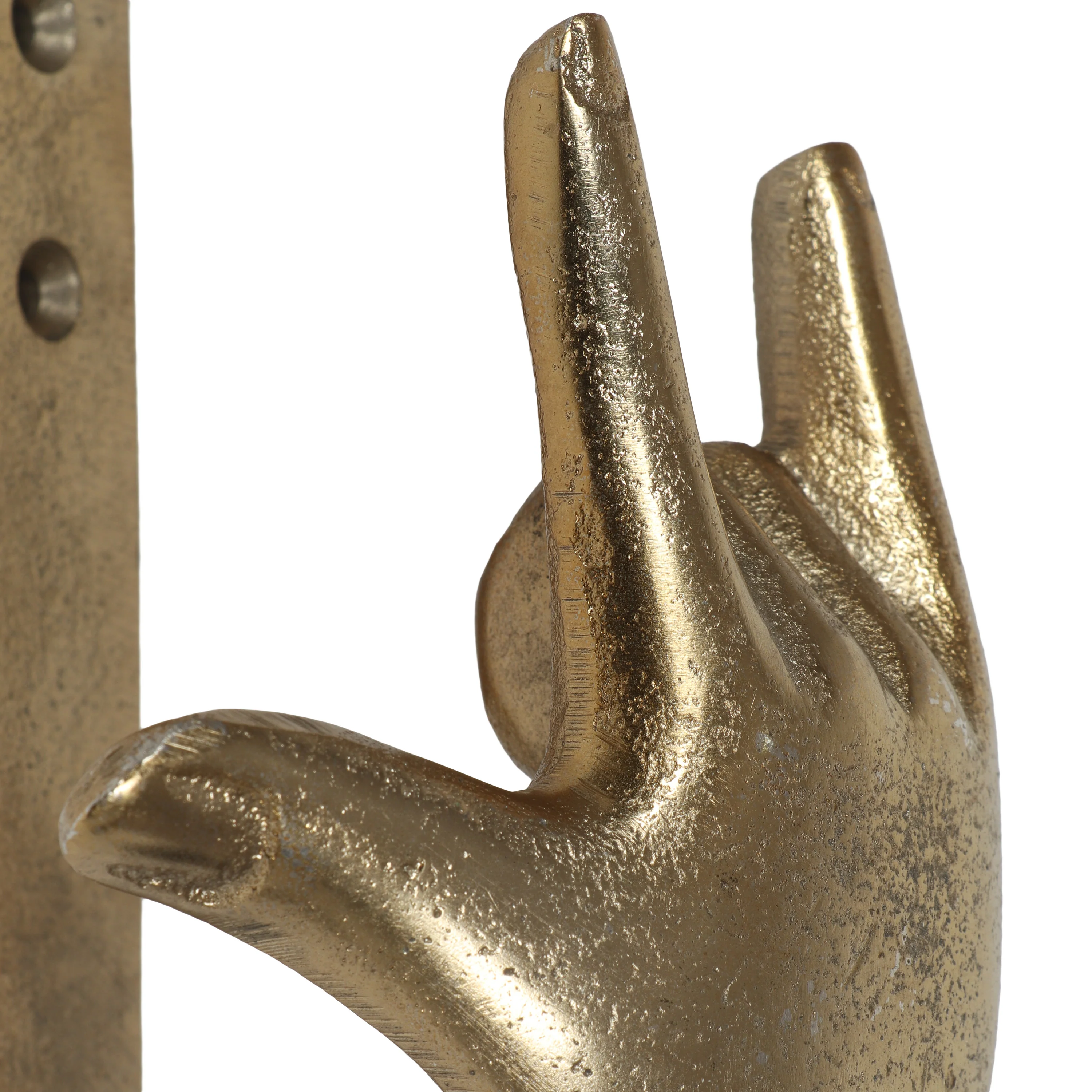 Denison Handmade Aluminum Hand Gesture Coat Hooks (Set of 3), Raw Gold - furnishings