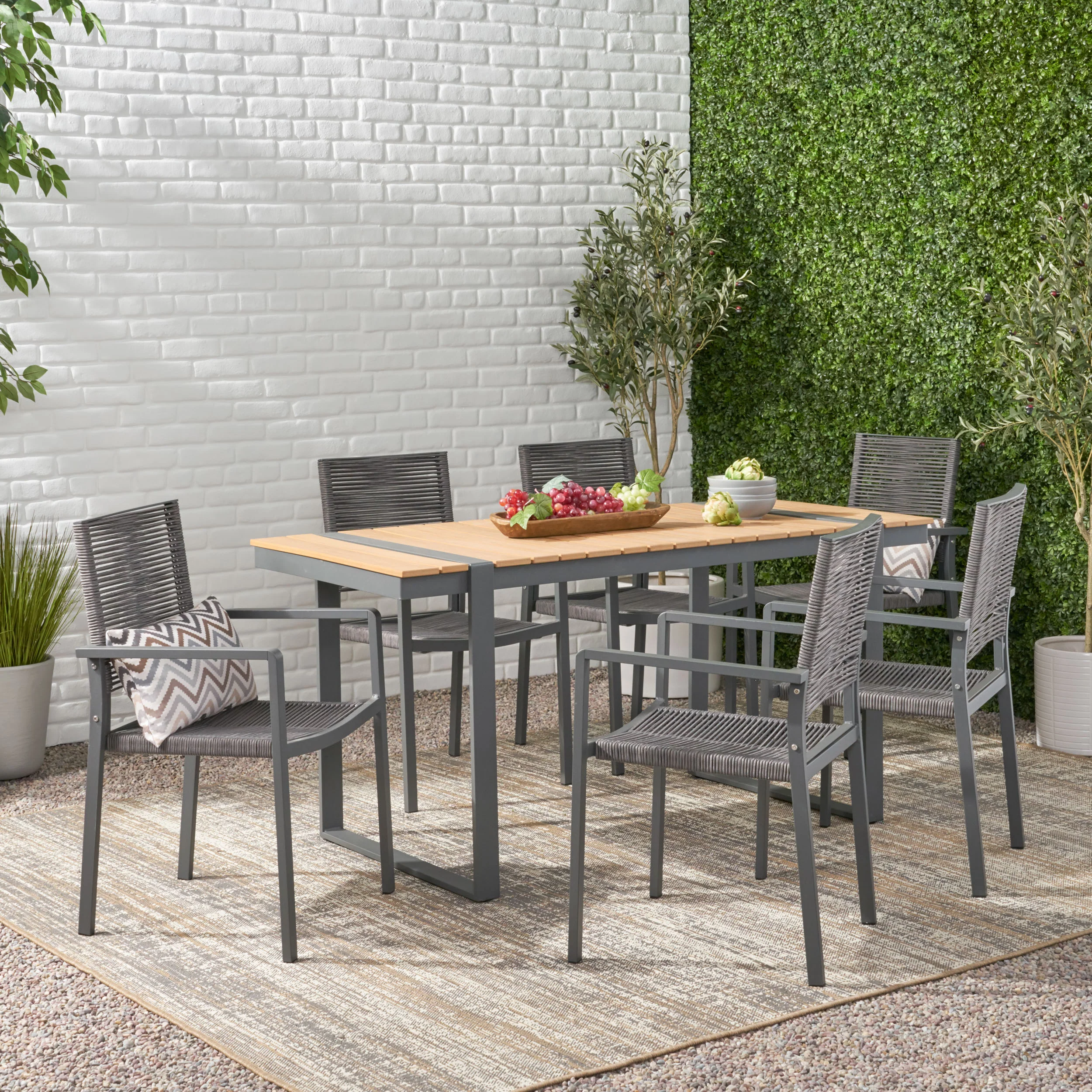 Quay Outdoor 7 Piece Aluminum Dining Set - furnishings