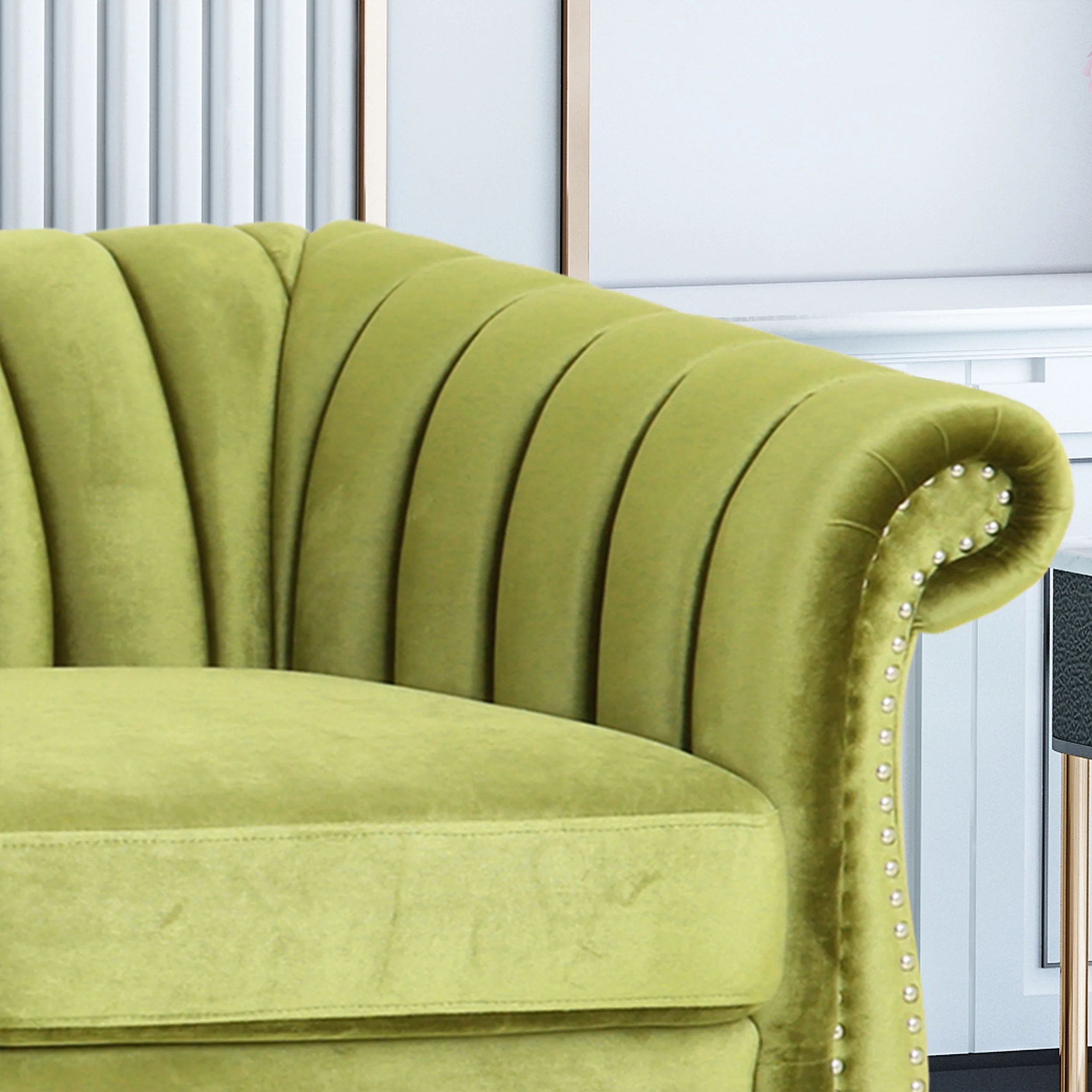 Olga Modern Glam Velvet 3 Seater Sofa, Umber and Dark Brown - furnishings