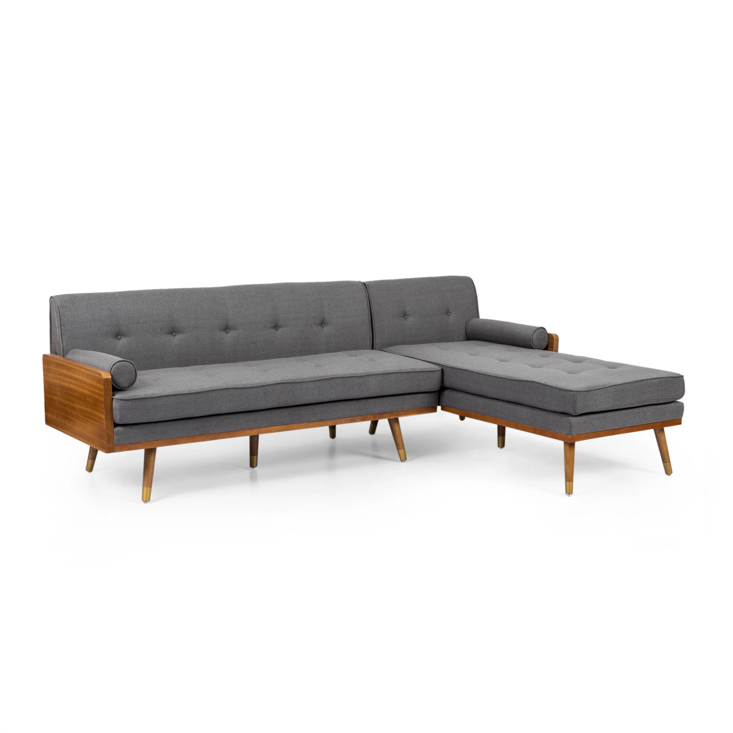Yaretsi Mid-Century Modern Fabric Chaise Sectional - furnishings