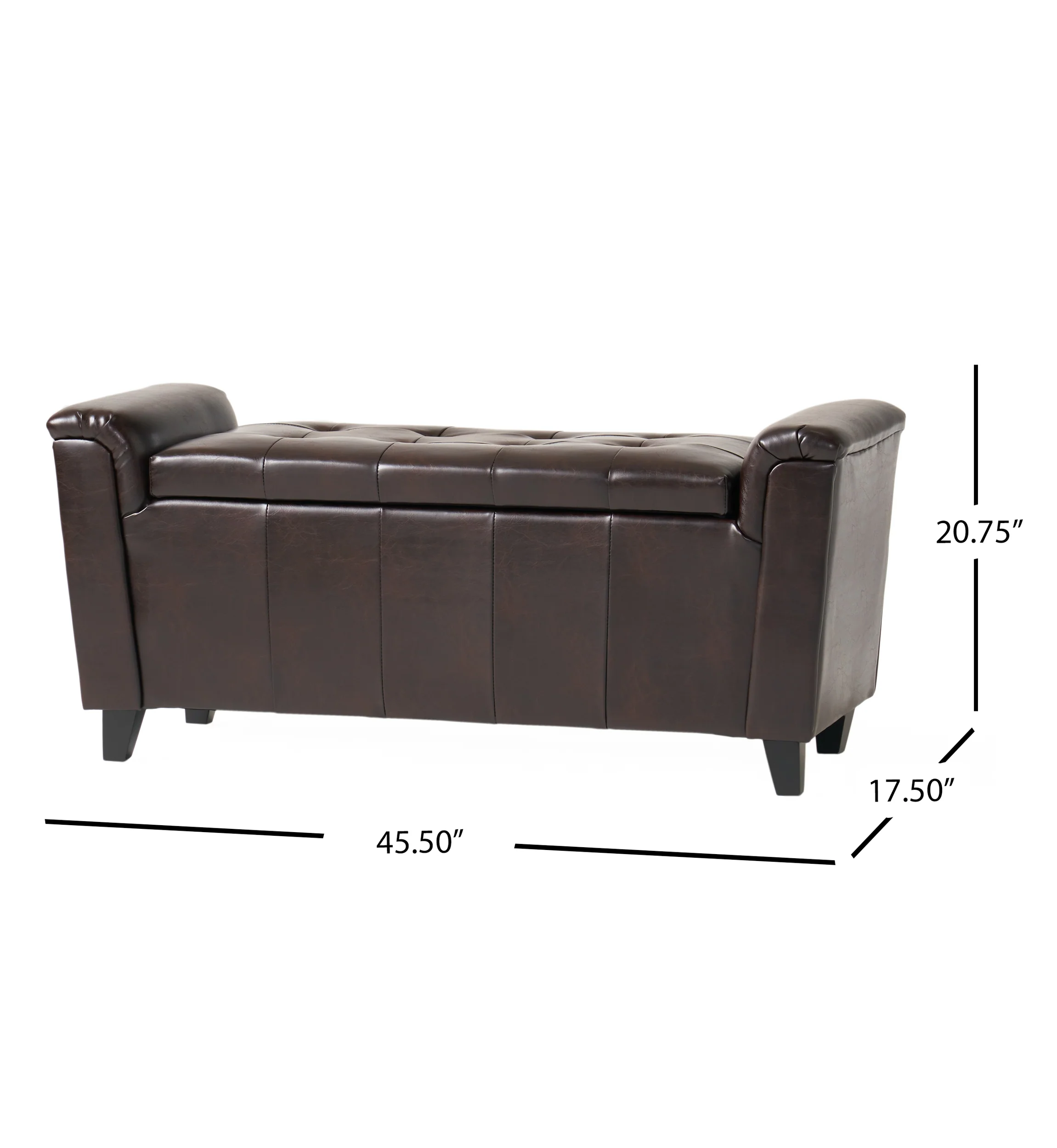 James Brown Tufted Leather Armed Storage Ottoman Bench - furnishings