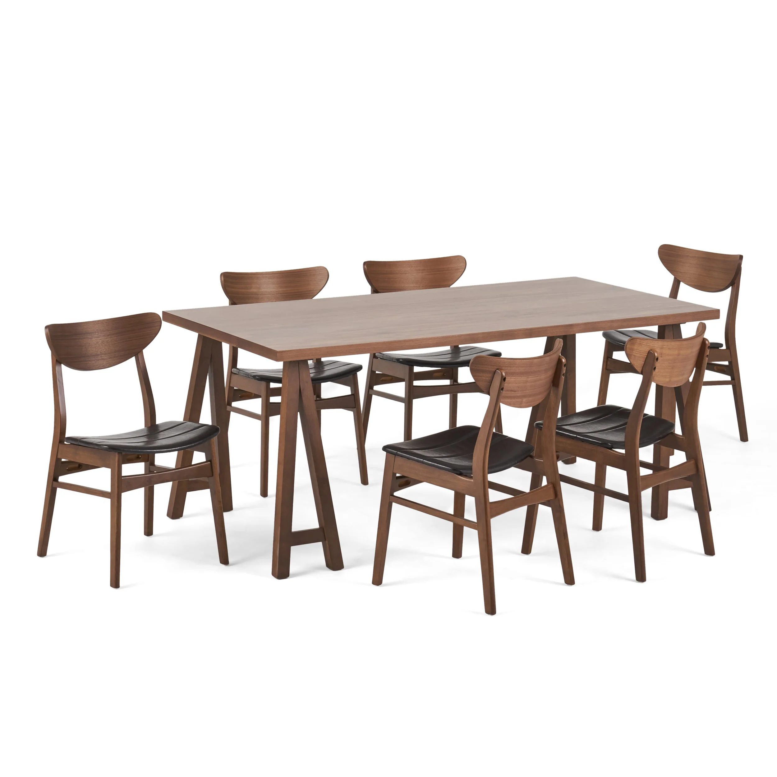 Camilla Mid-Century Modern 7 Piece Dining Set with A-Frame Table - furnishings