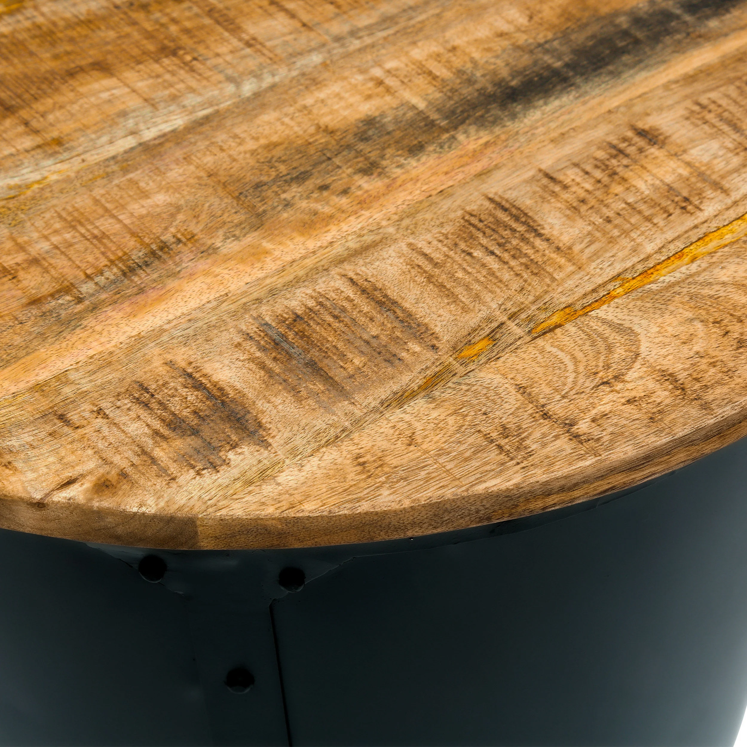 Tomilson Modern Industrial Handcrafted Mango Wood Side Table, Natural and Black - furnishings