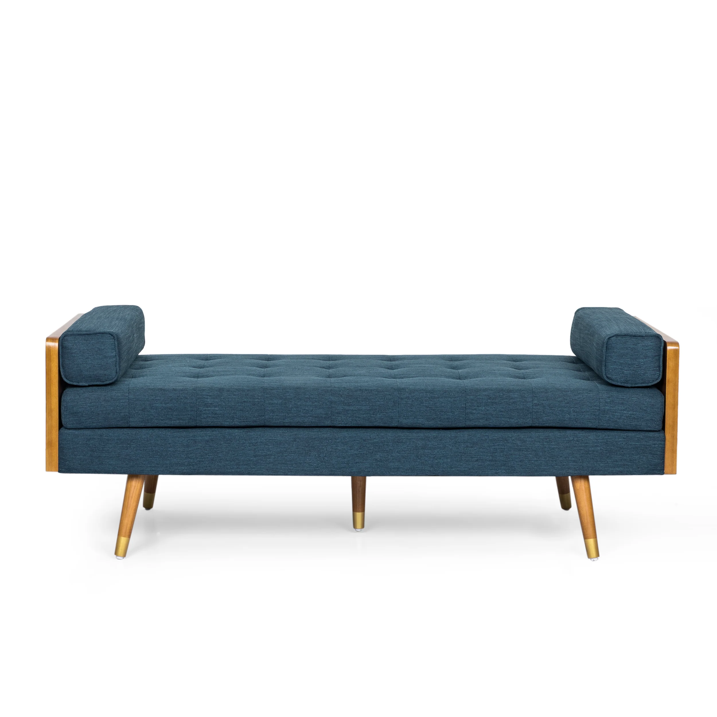Tiltonsville Mid-Century Modern Tufted Double End Chaise Lounge with Bolster Pillows - furnishings