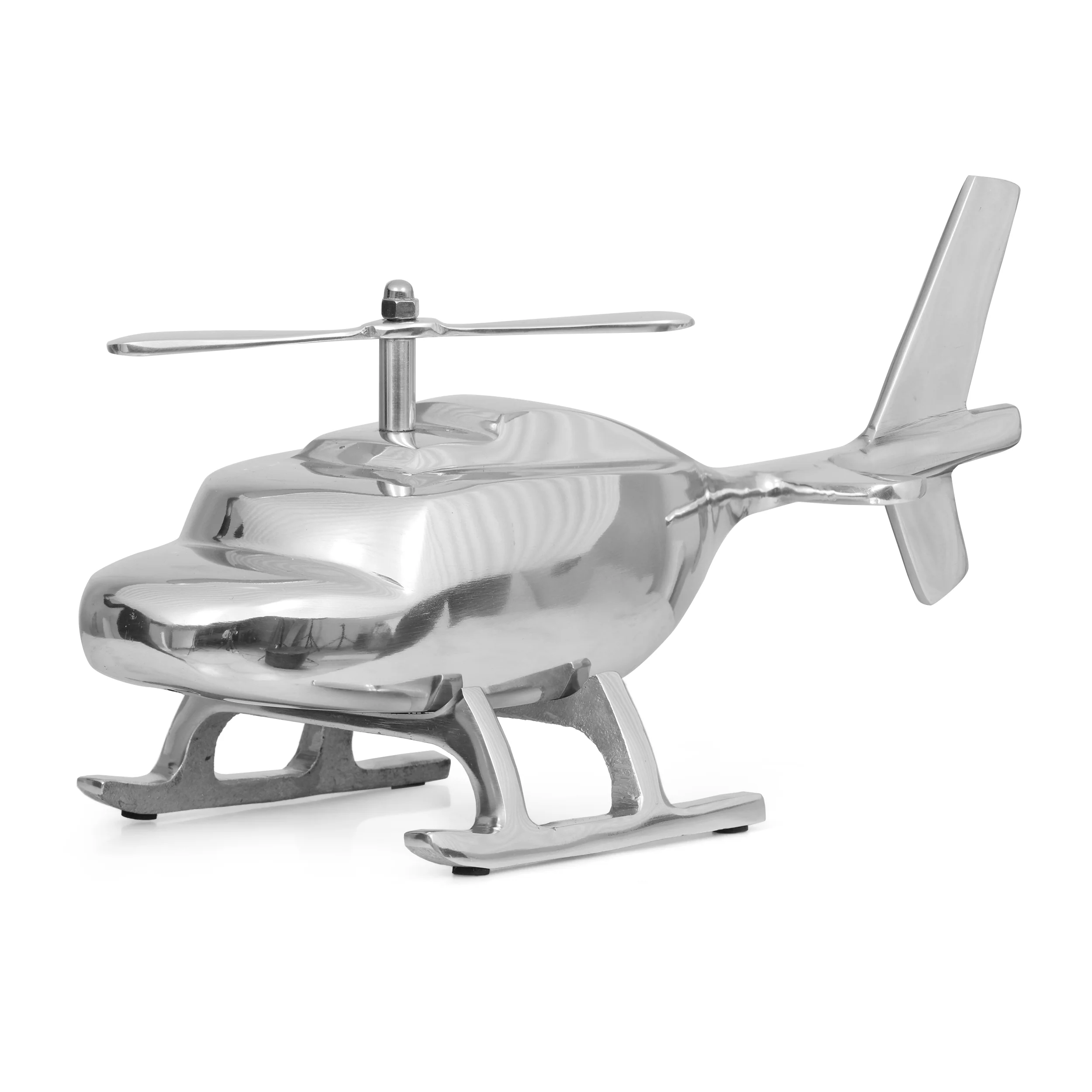Bucyrus Handcrafted Aluminum Helicopter Decor, Silver - furnishings