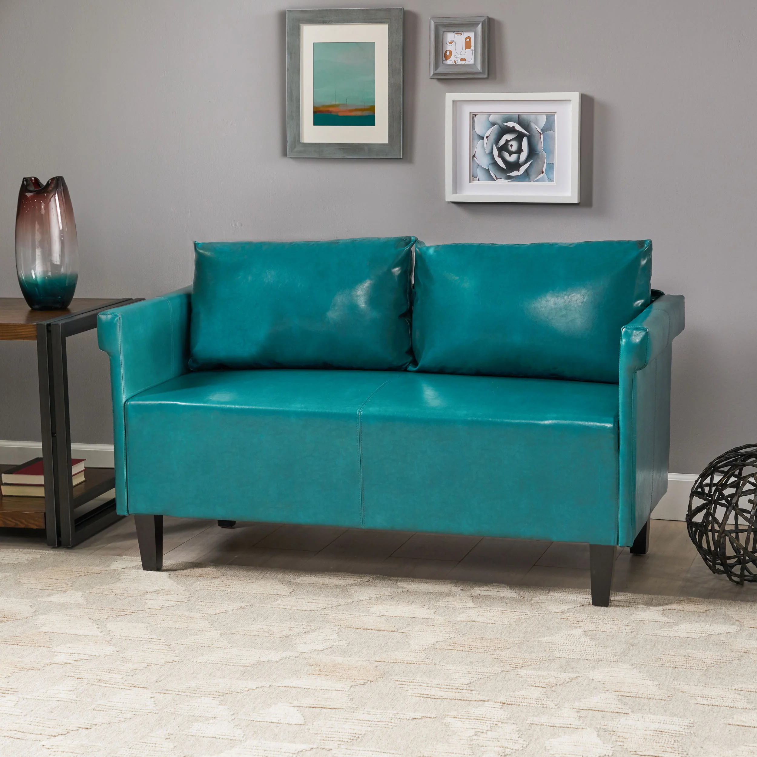 Harbison Leather Loveseat Settee - furnishings